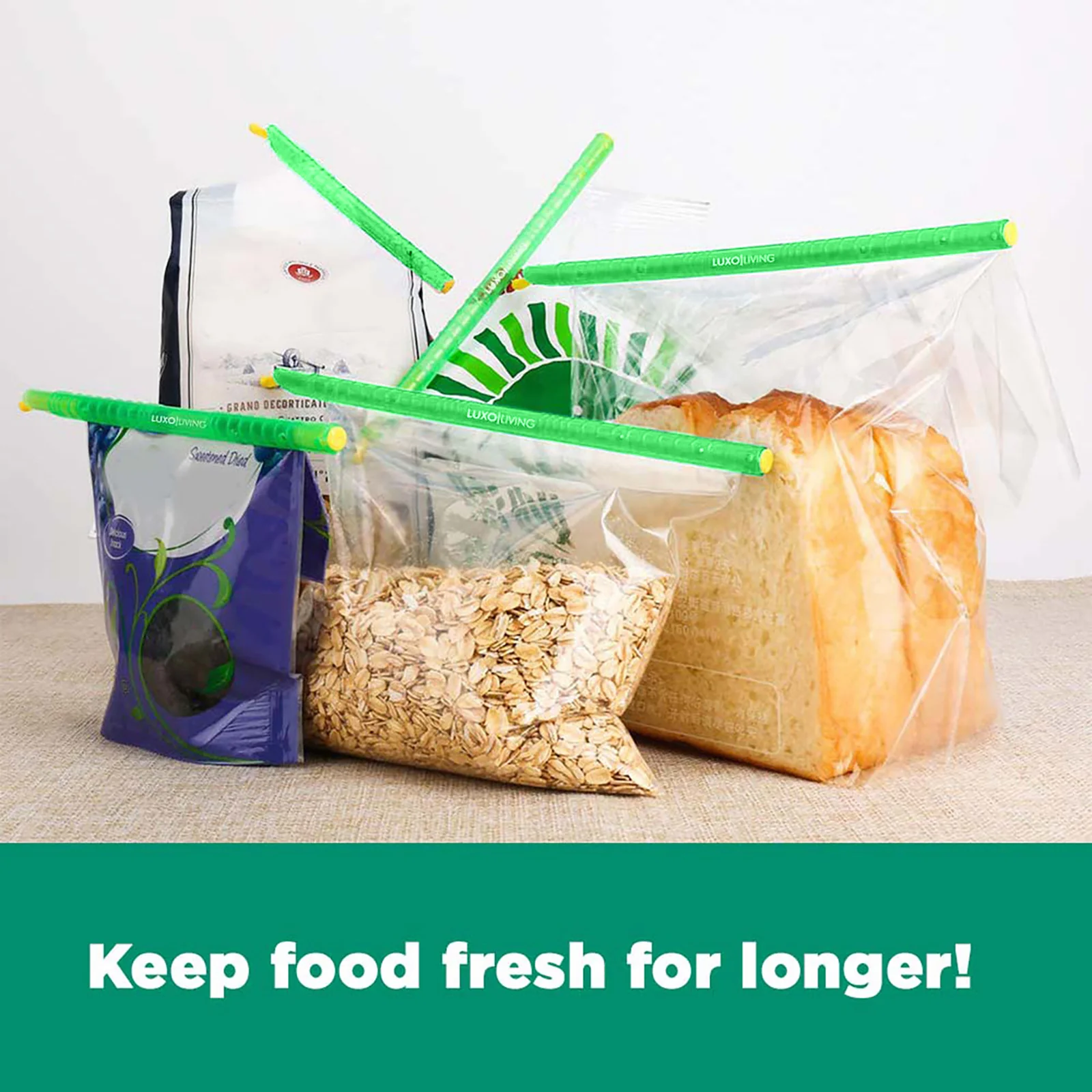 30pcs Reusable Kitchen Sealing Bag Clips in Green - Image 2