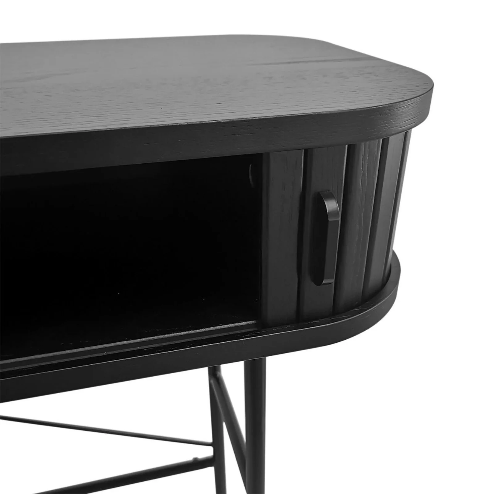 Aaron 100cm Fluted Curved Hallway Table in Black - Image 11