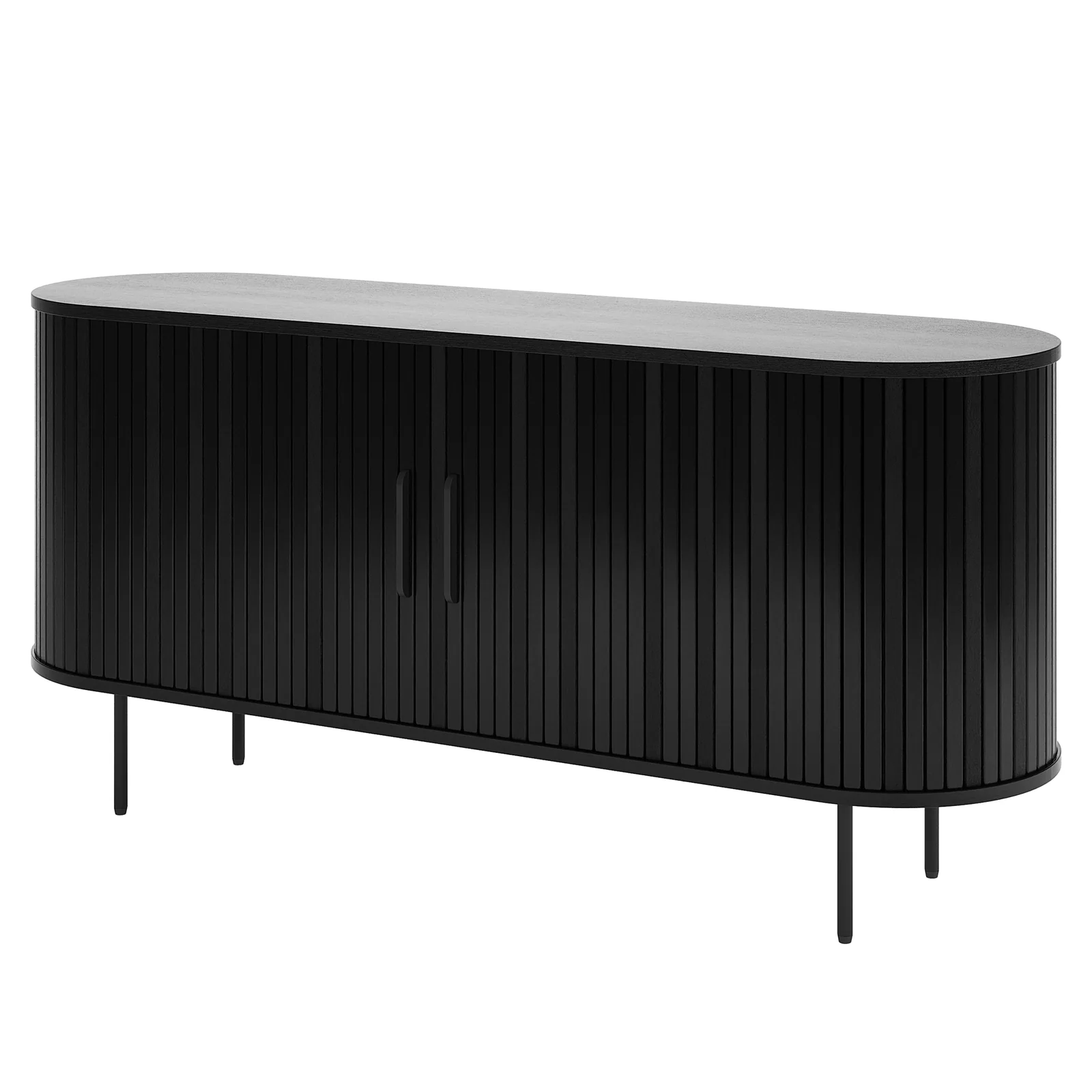 Aaron 140cm Fluted Curved Sideboard Buffet in Black - Image 5