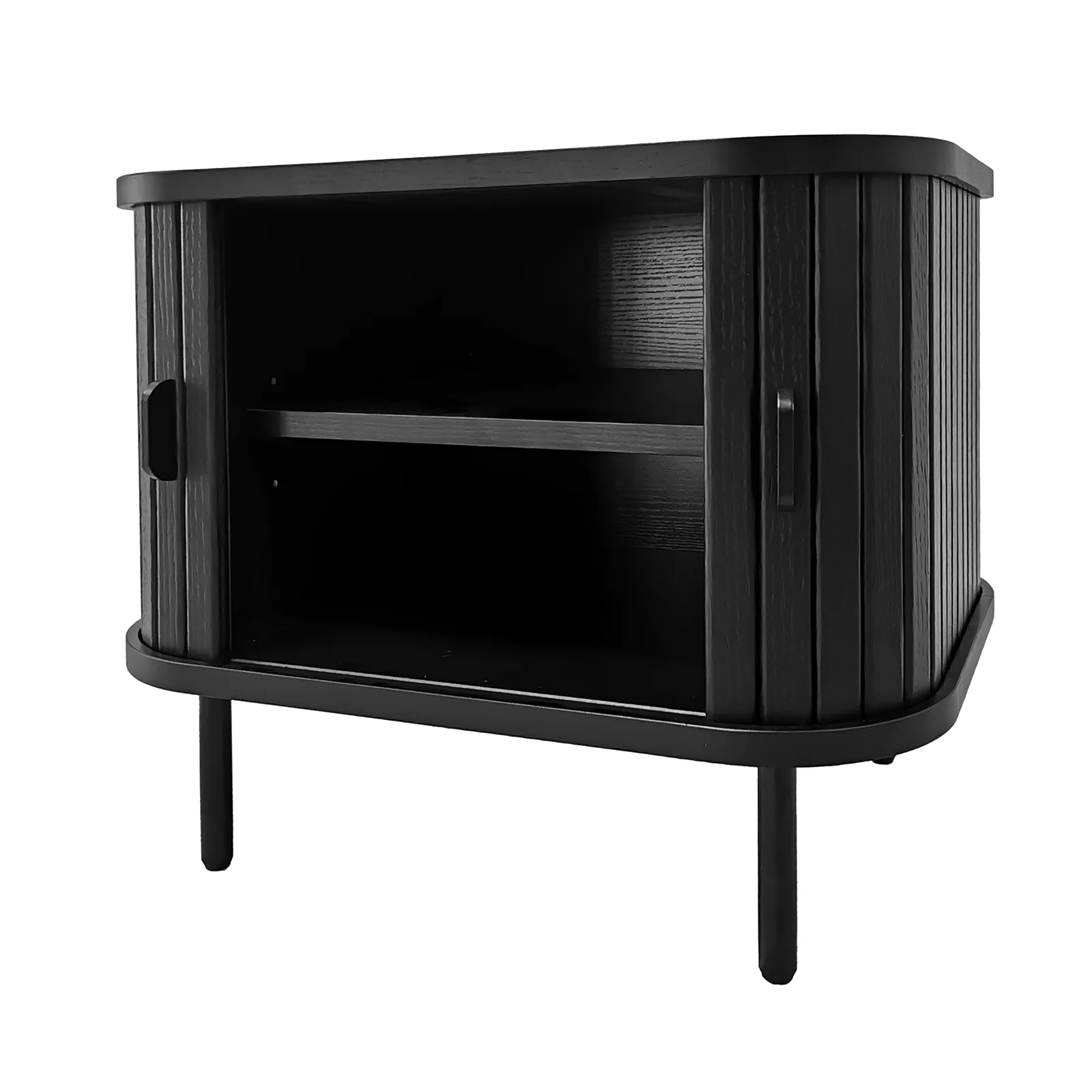 Aaron 50cm Fluted Curved Bedside Table in Black - Image 5