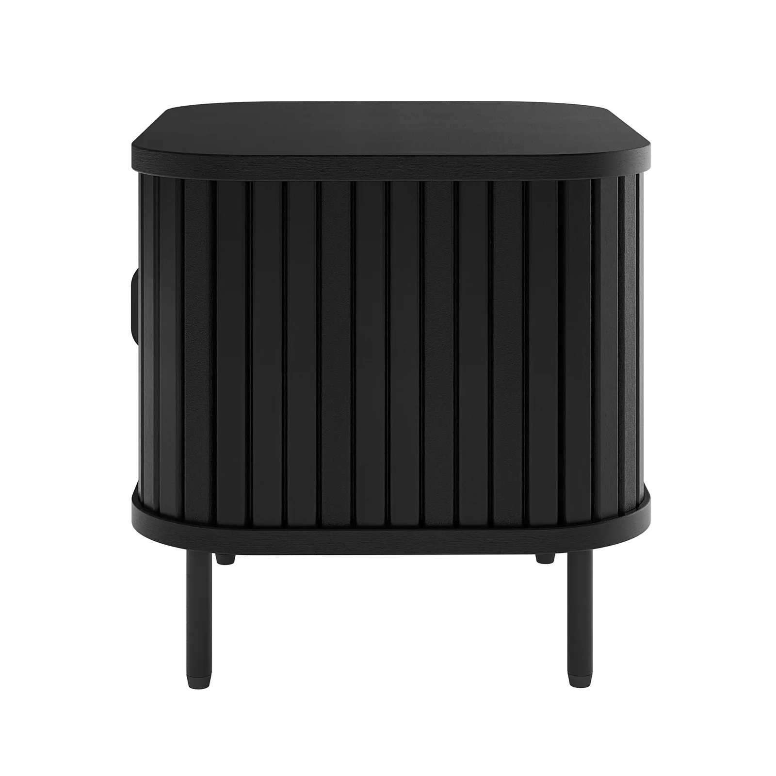 Aaron 50cm Fluted Curved Bedside Table in Black - Image 6