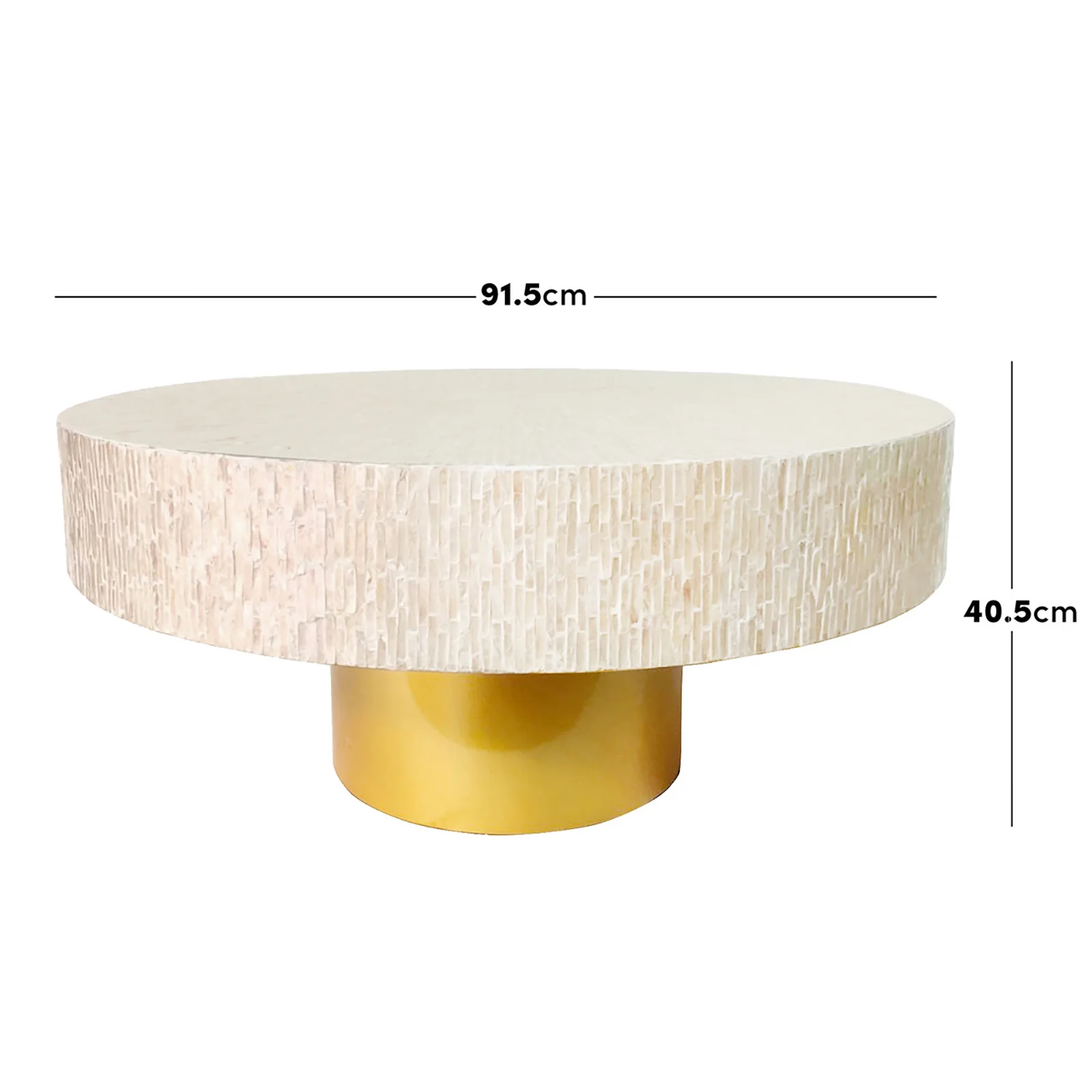 Abelene Round Mother of Pearl Inlay Coffee Table in Cream - Image 5