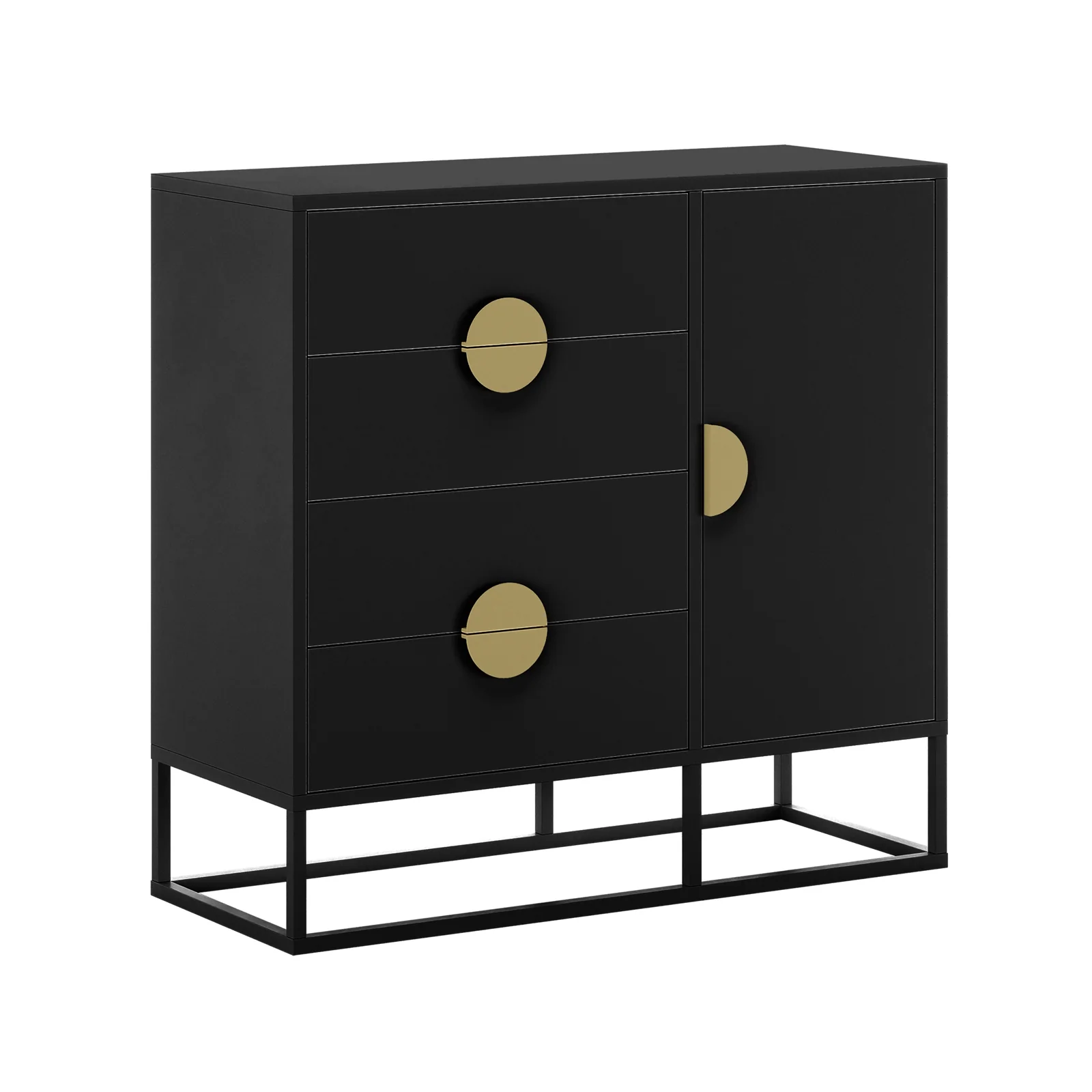 Abigail 100cm Storage Buffet with Gold Handles in Black - Image 7