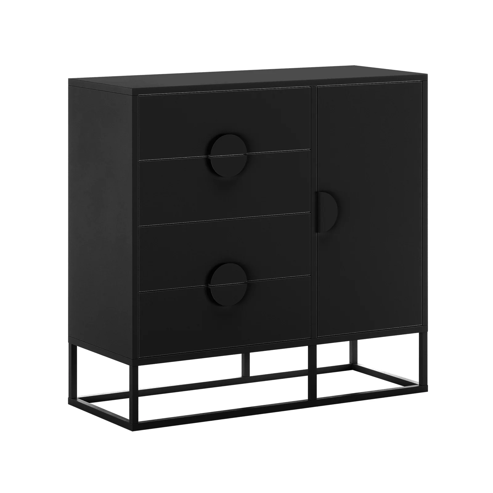 Abigail 100cm Storage Buffet with Round Handles in Black - Image 7