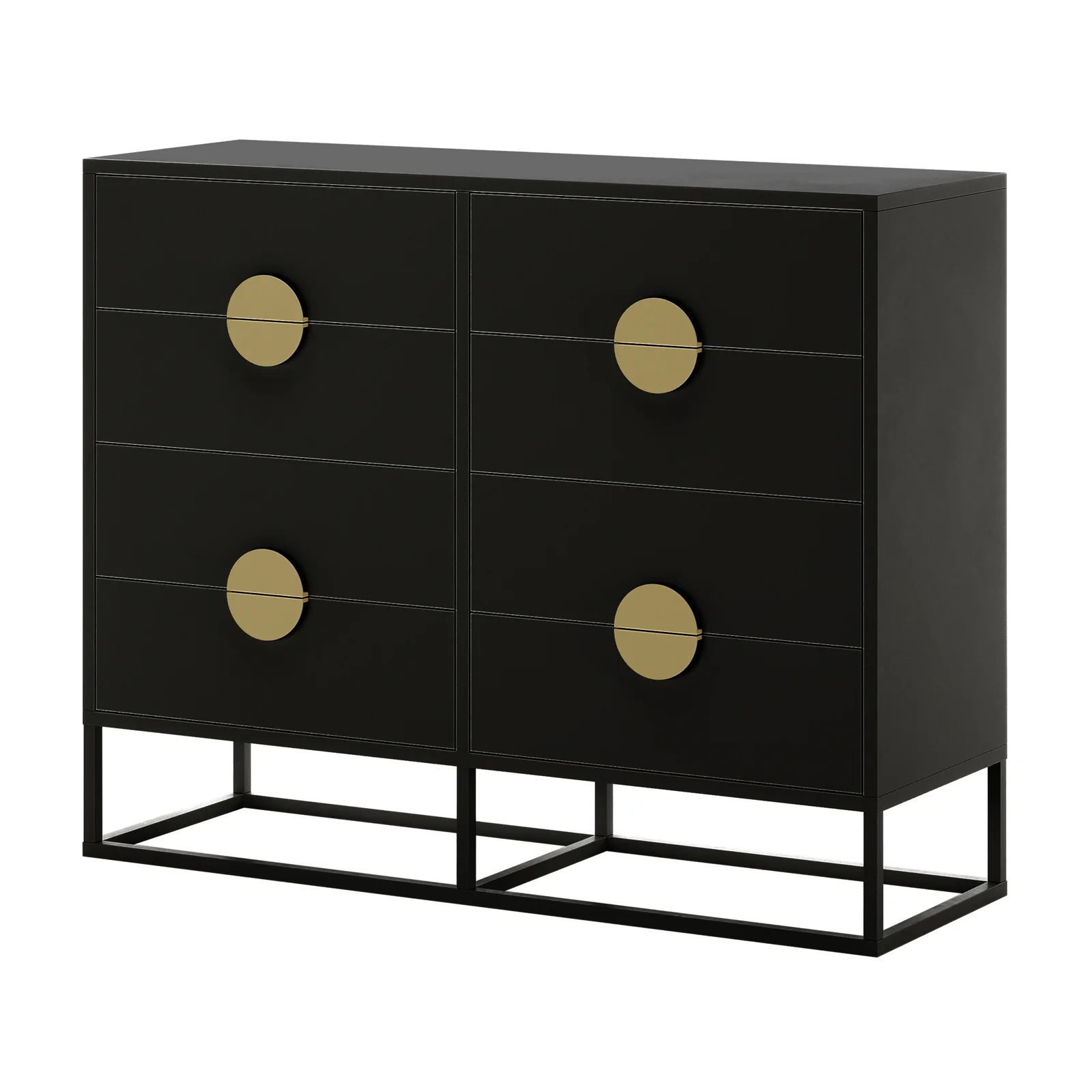 Abigail 120cm Lowboy Dresser with Gold Handles in Black - Image 6