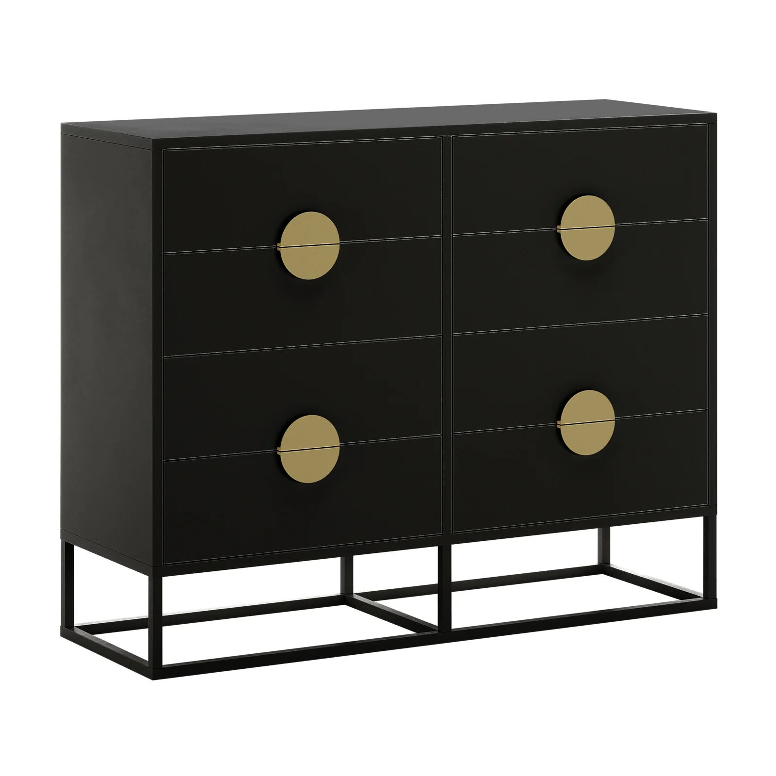 Abigail 120cm Lowboy Dresser with Gold Handles in Black - Image 7