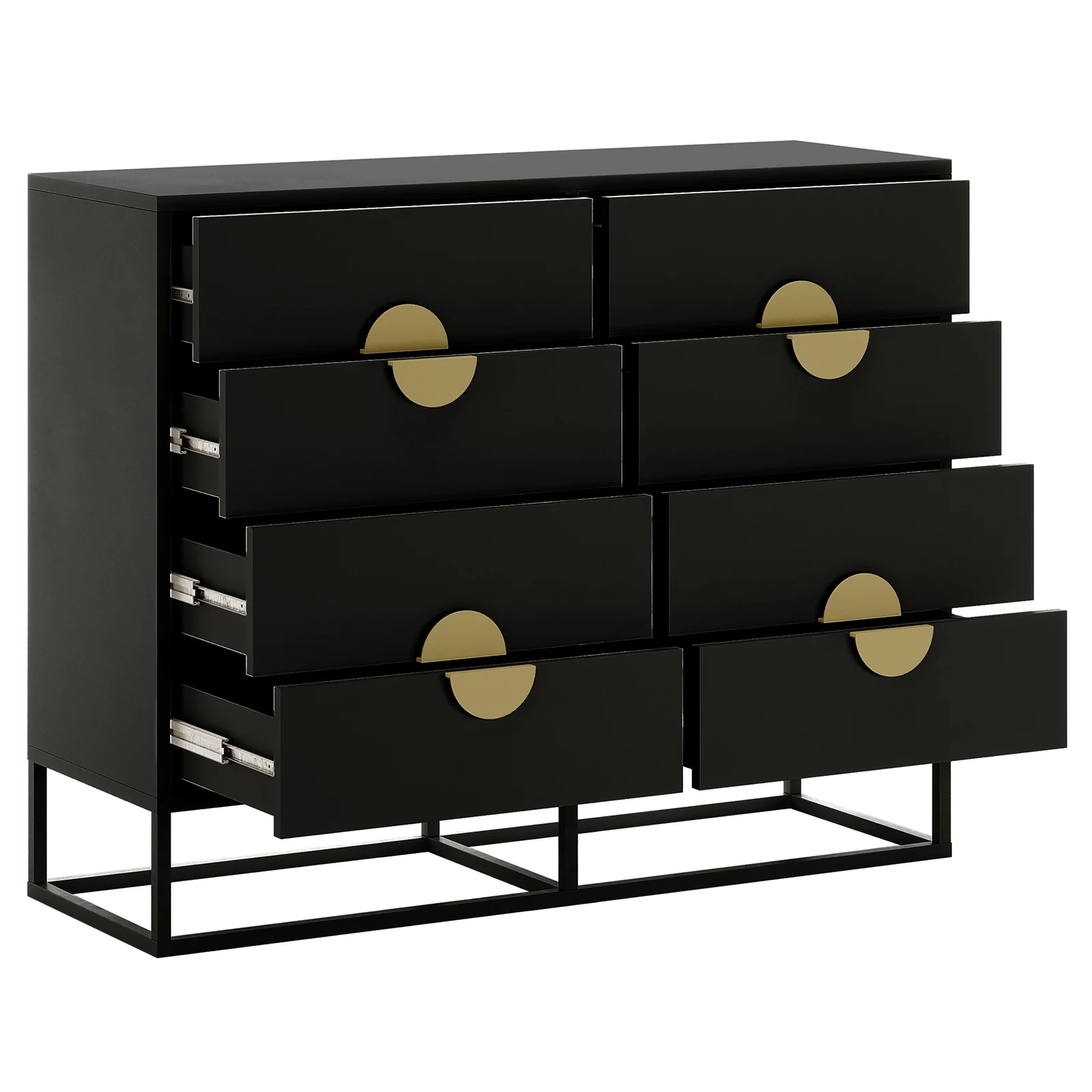 Abigail 120cm Lowboy Dresser with Gold Handles in Black - Image 8