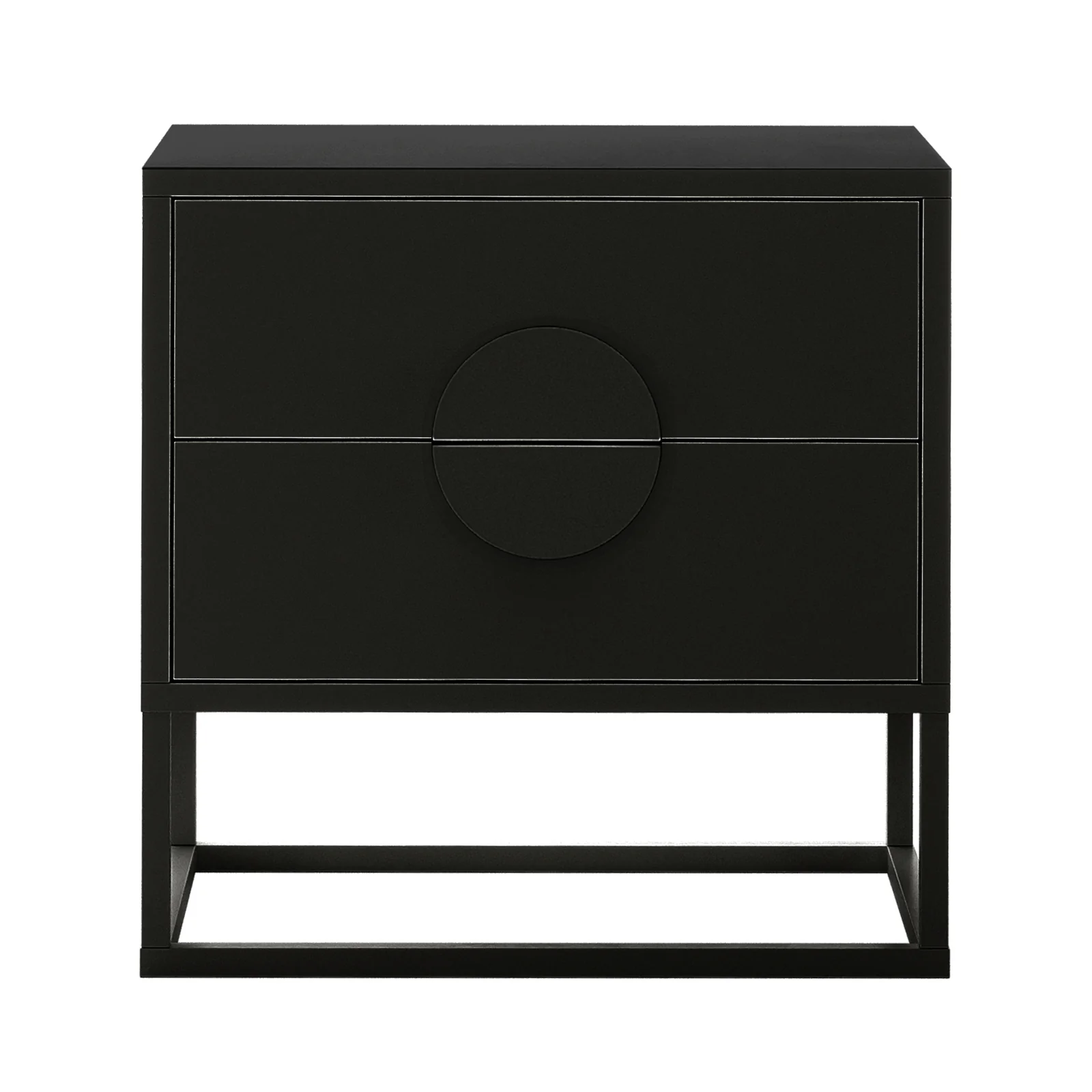 Abigail 55cm 2 Drawer Bedside Table with Handle in Black