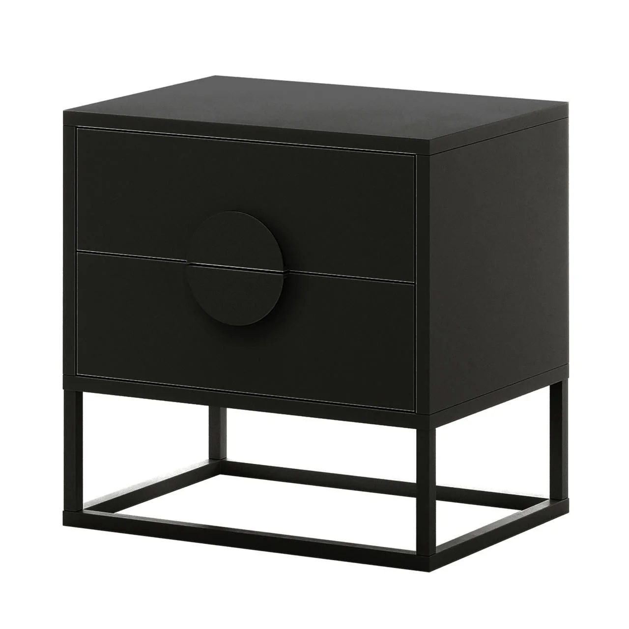 Abigail 55cm 2 Drawer Bedside Table with Handle in Black - Image 6
