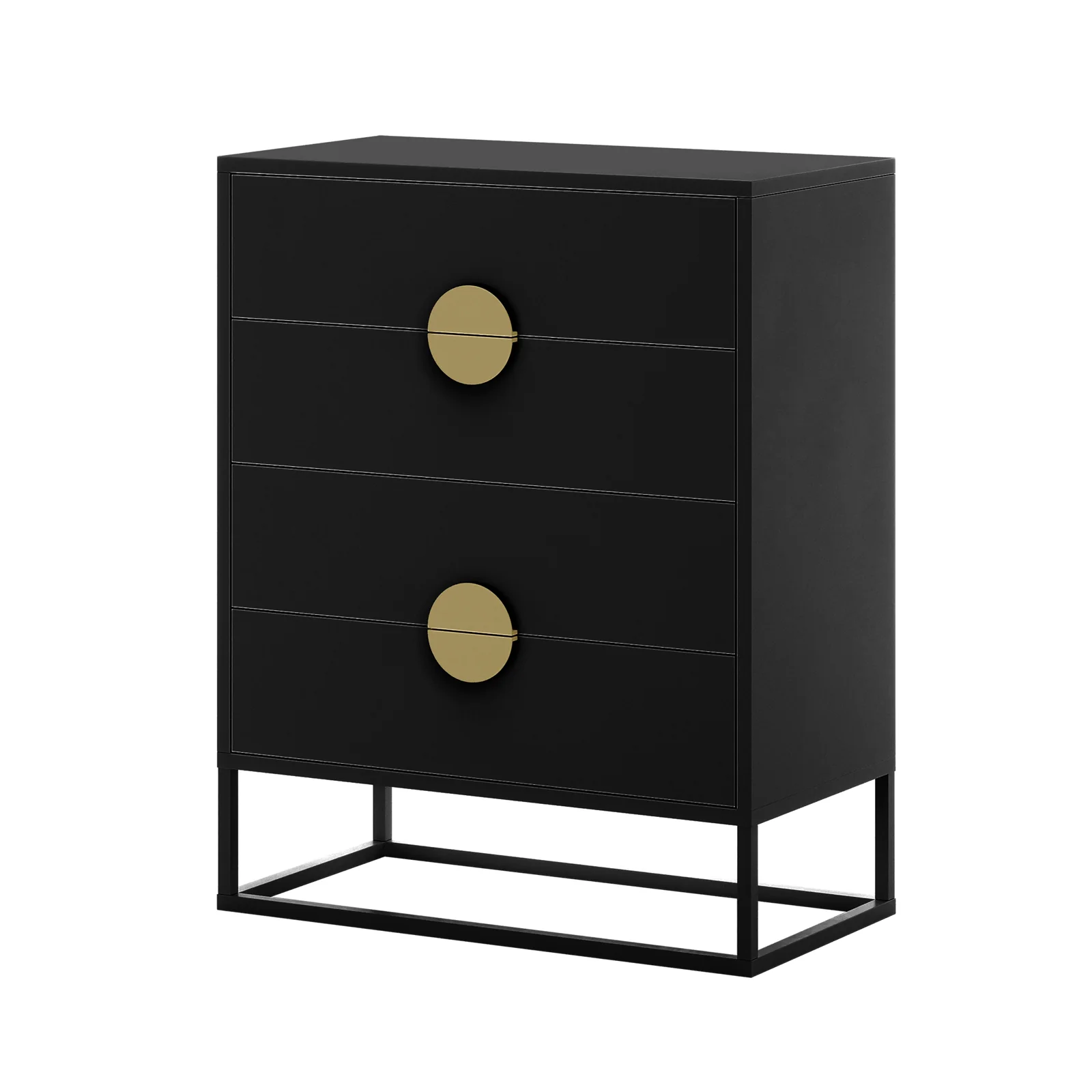 Abigail 76cm Tallboy Dresser with Round Gold Handles in Black - Image 6