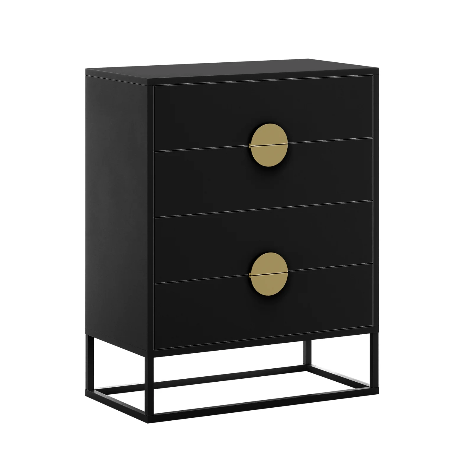 Abigail 76cm Tallboy Dresser with Round Gold Handles in Black - Image 7