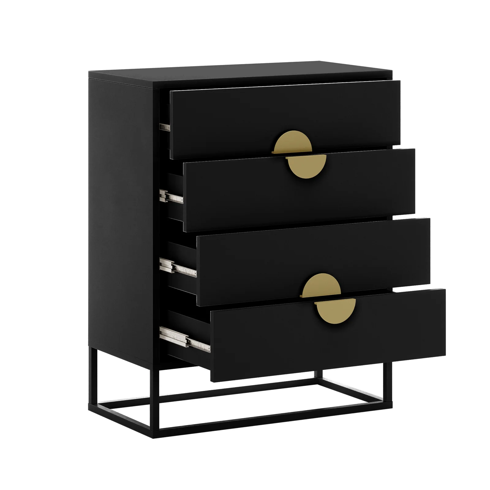 Abigail 76cm Tallboy Dresser with Round Gold Handles in Black - Image 8