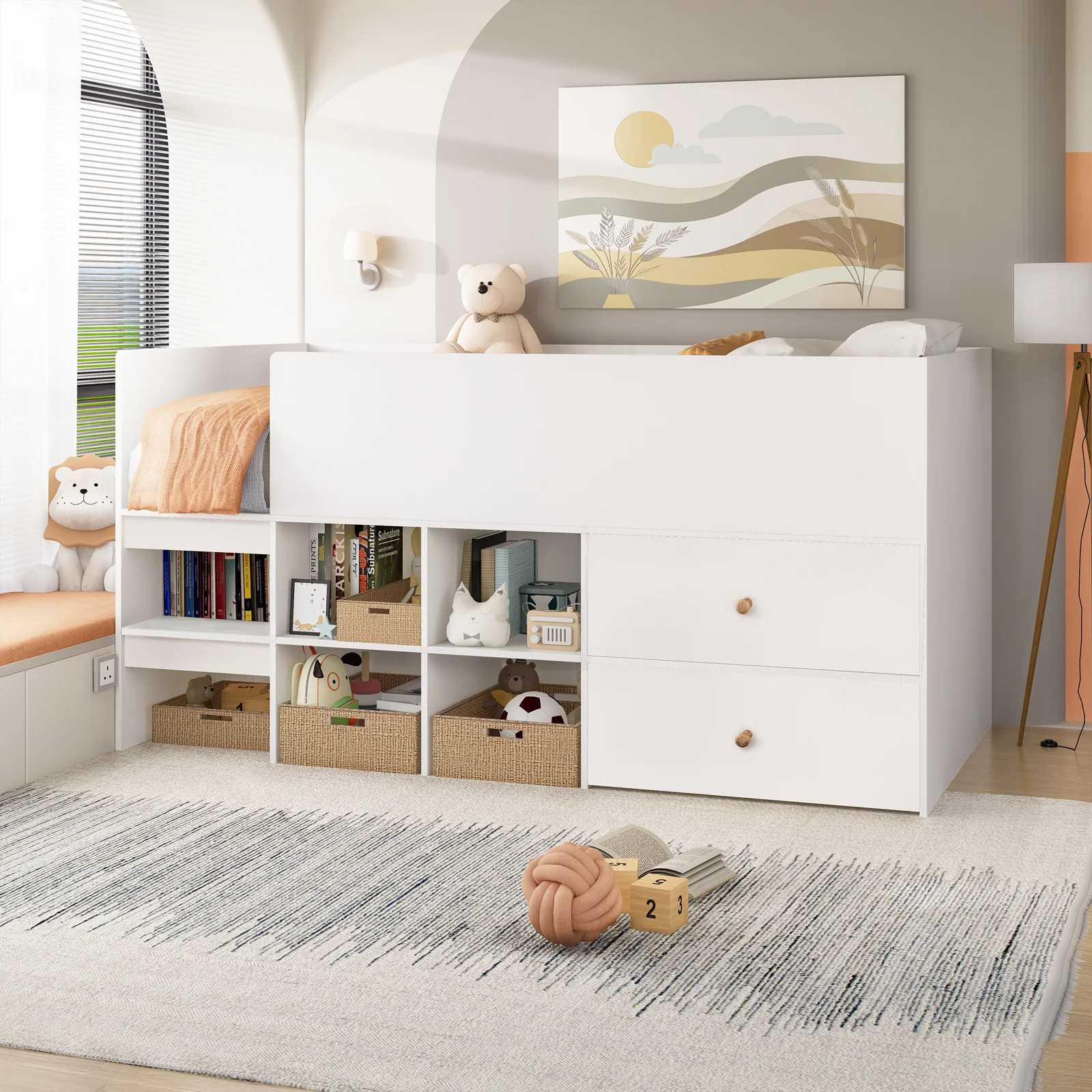 Adalyn Single Kids Storage Bed in White - Image 2