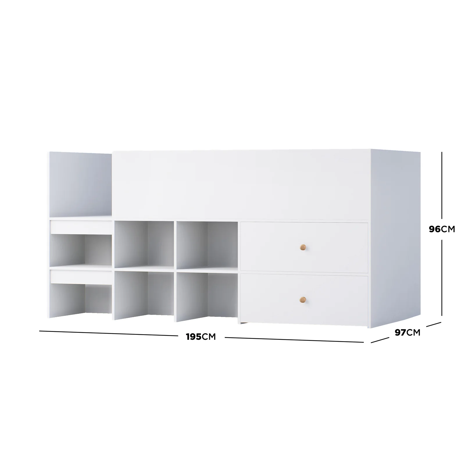 Adalyn Single Kids Storage Bed in White - Image 3