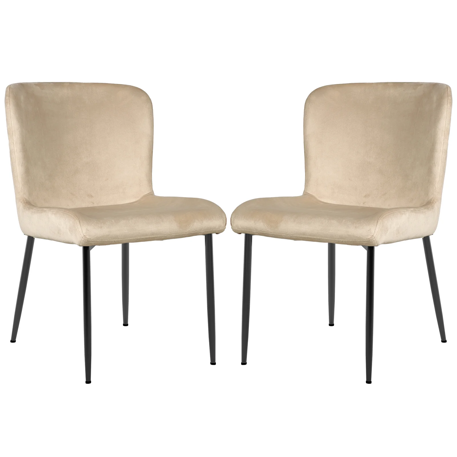 Adela Velvet Fabric Dining Chair Set of 2 in Oatmeal
