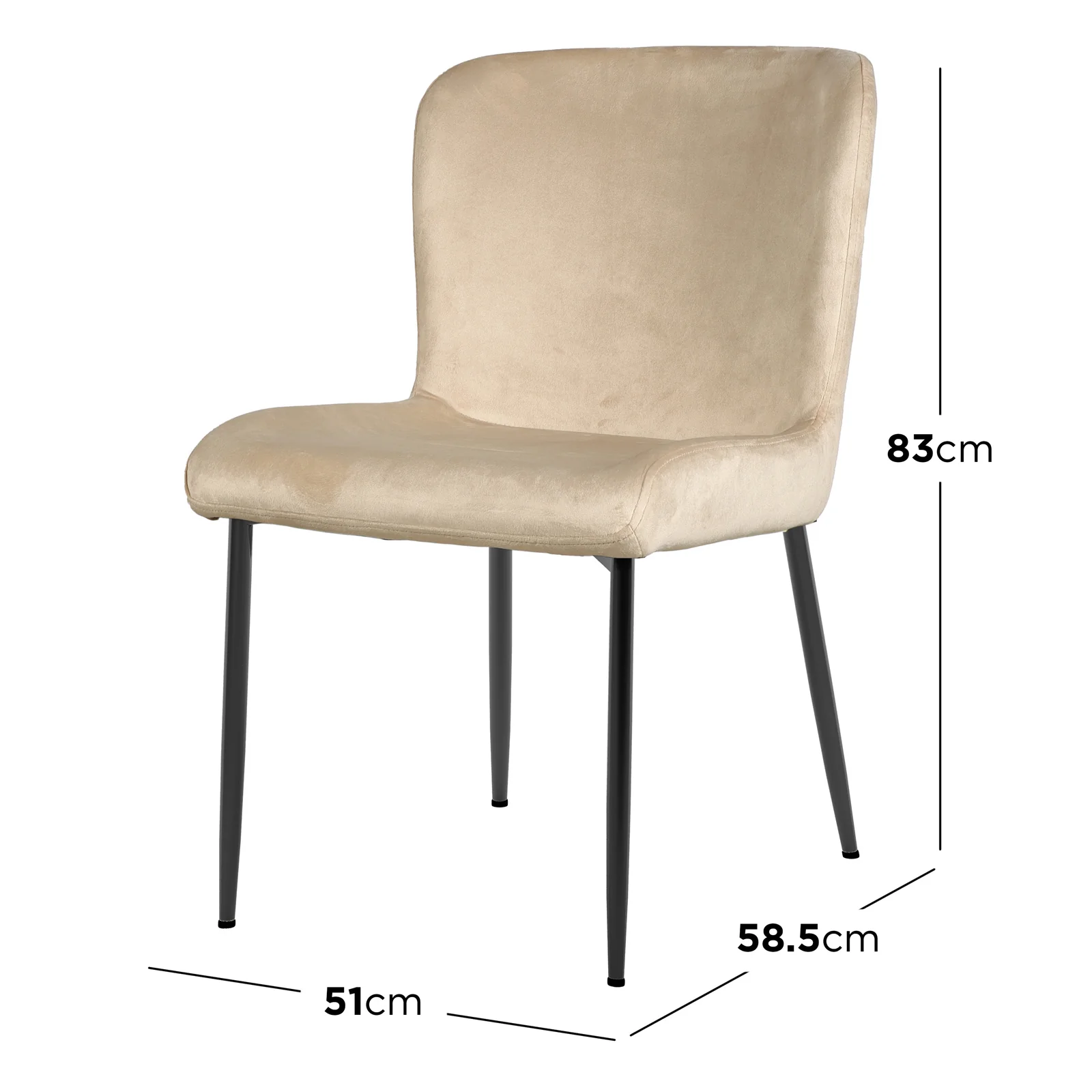 Adela Velvet Fabric Dining Chair Set of 2 in Oatmeal - Image 9