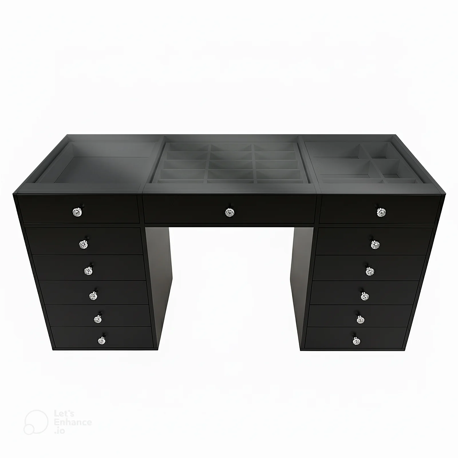 Adeline Glass Top Dressing Table in Black