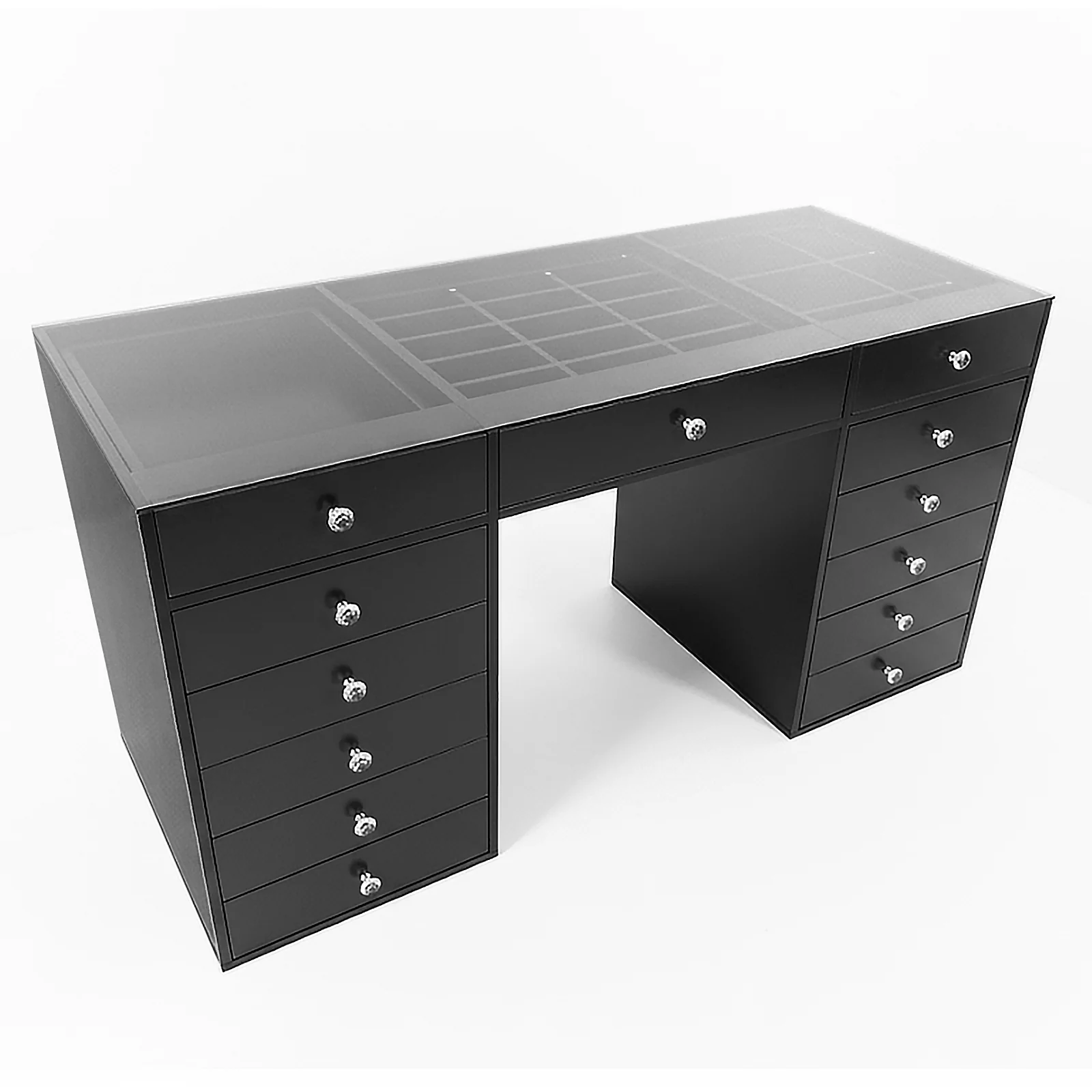Adeline Glass Top Dressing Table in Black - Image 4
