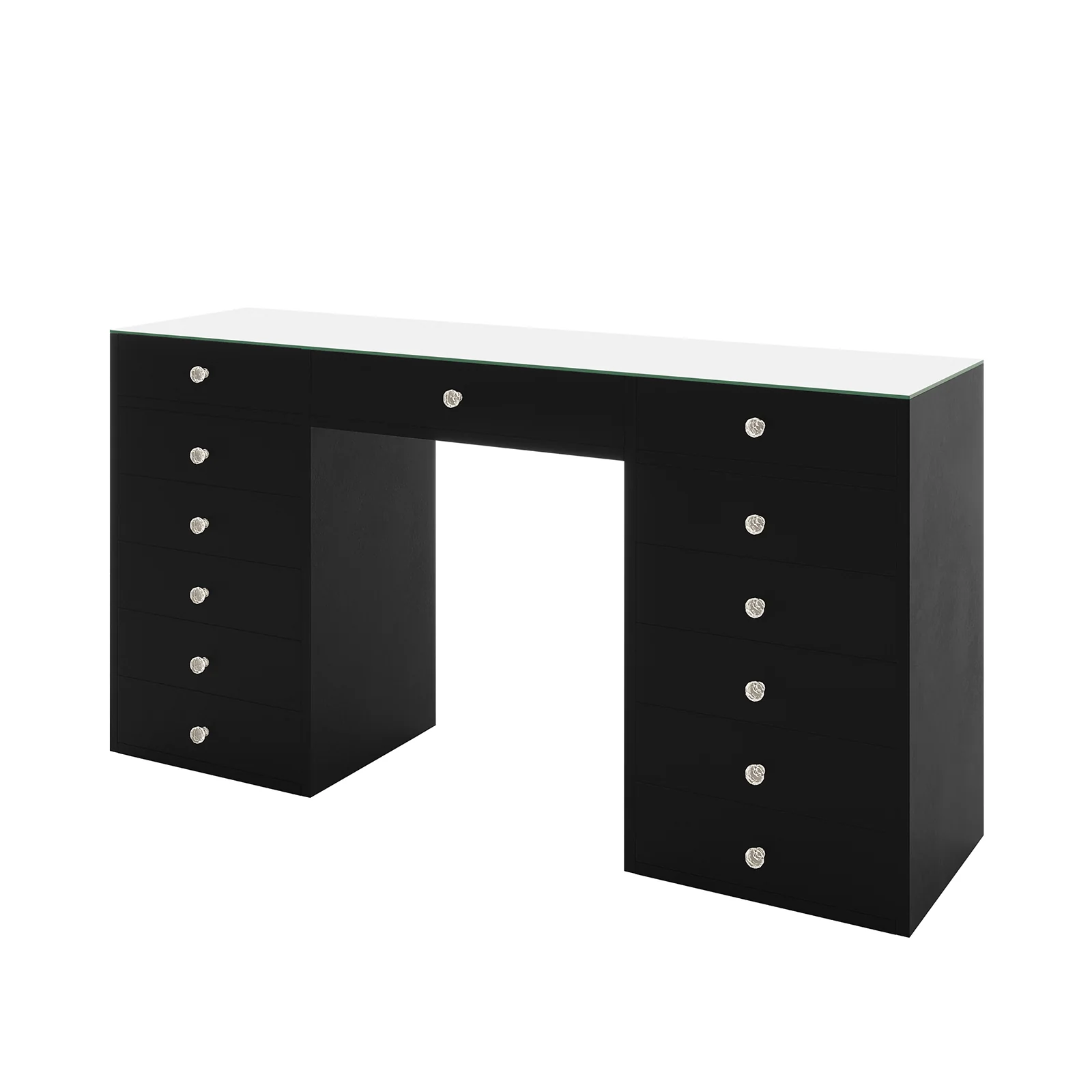 Adeline Glass Top Dressing Table in Black - Image 7