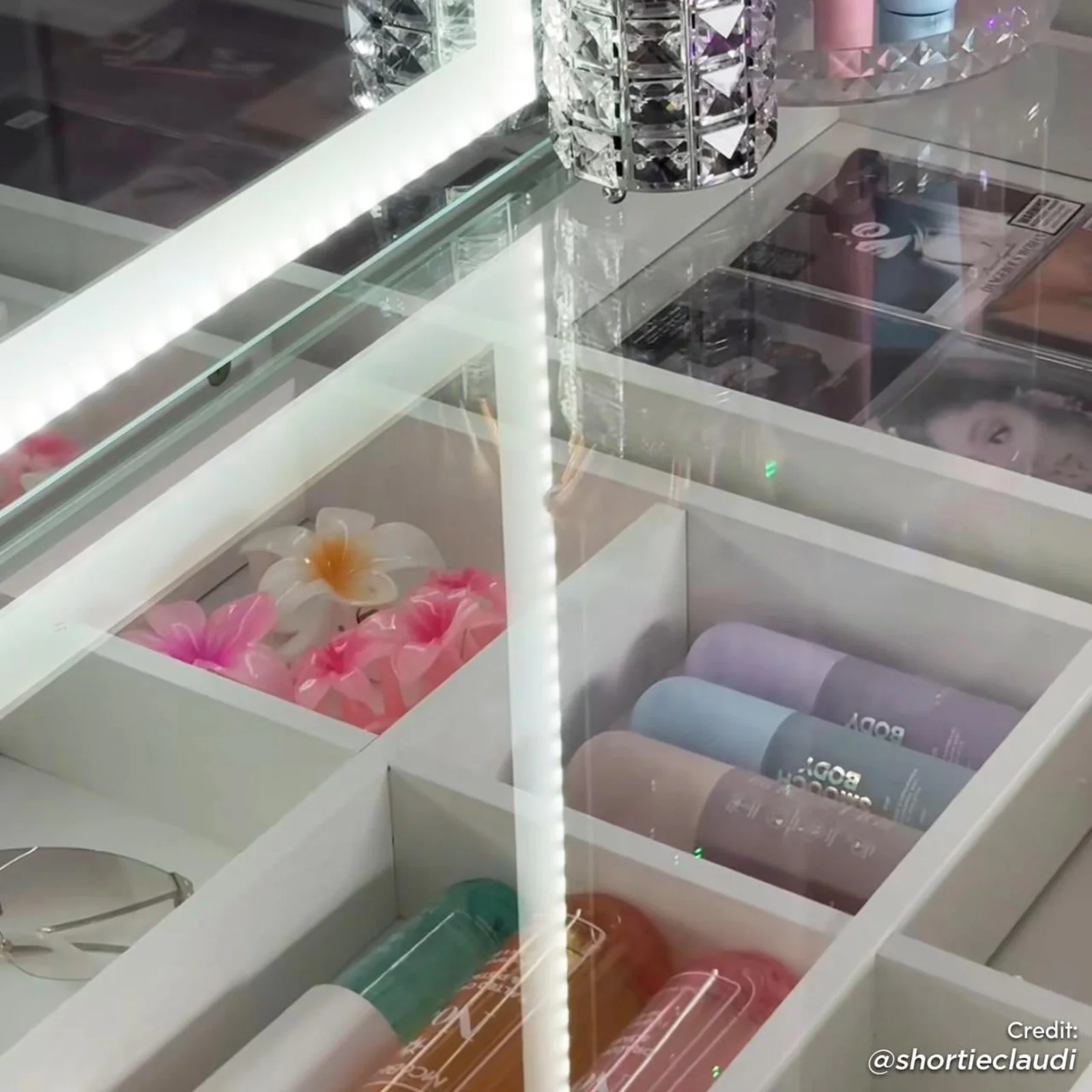 Adeline LED Mirror Storage Dressing Table in White - Image 5
