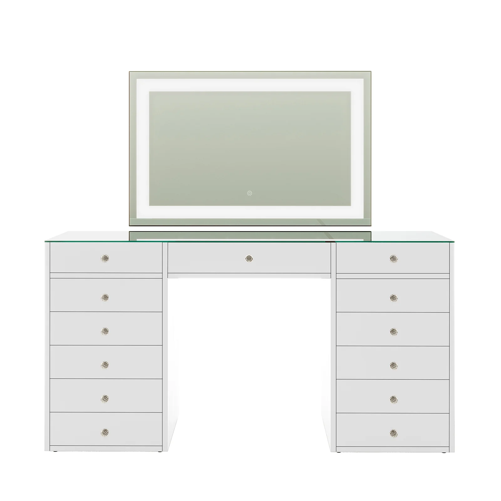 Adeline LED Mirror Storage Dressing Table in White - Image 8