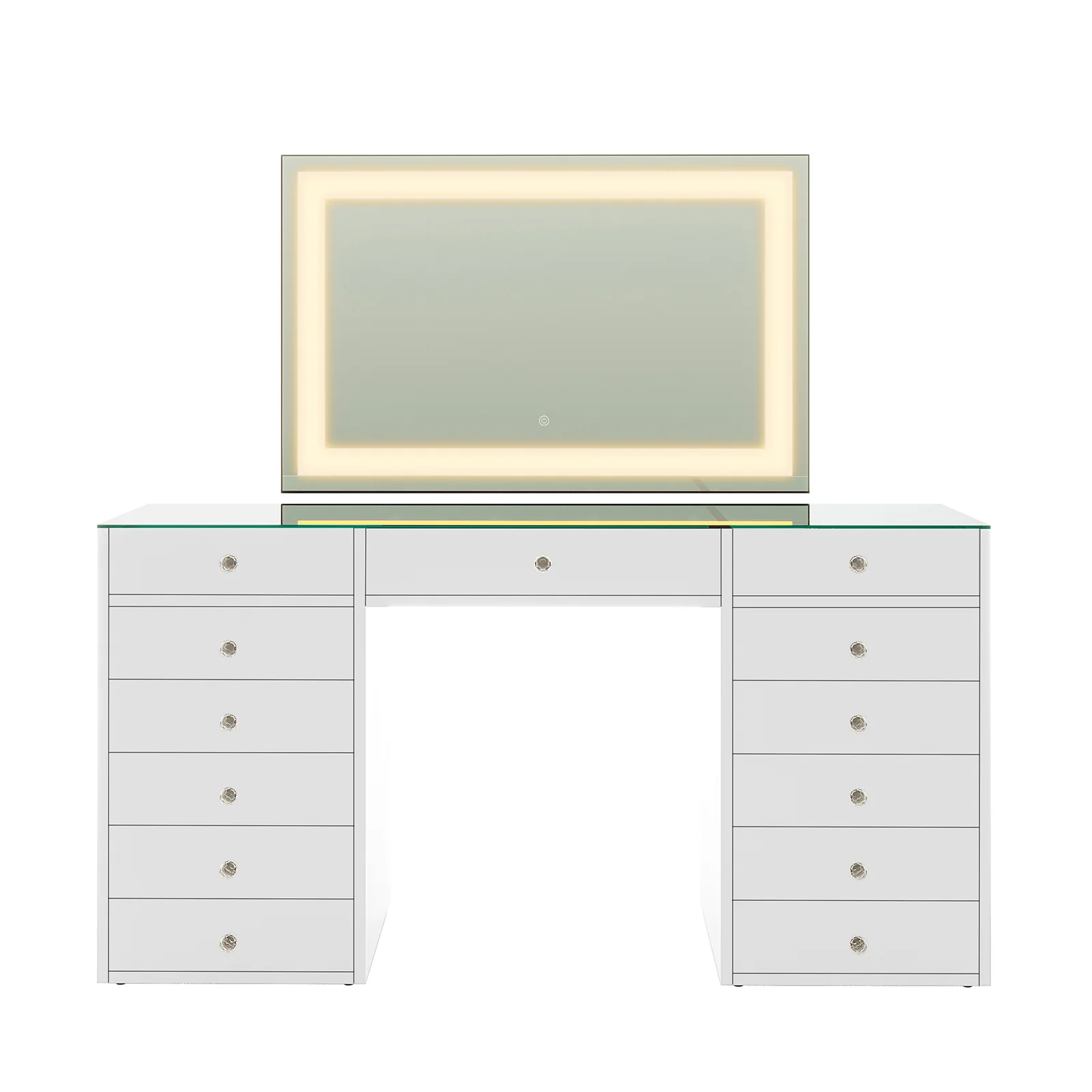 Adeline LED Mirror Storage Dressing Table in White - Image 9