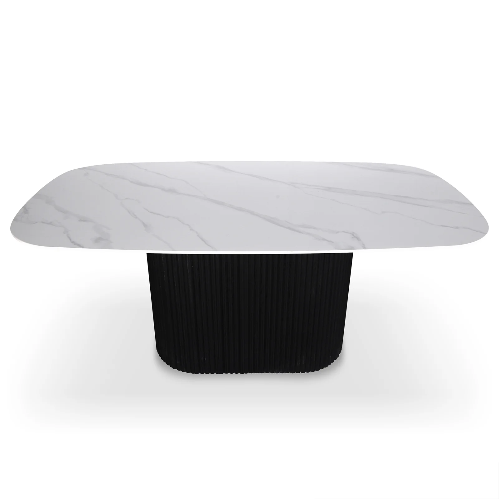 Aeris 180cm Marble Look Dining Table With Wood Base in Black