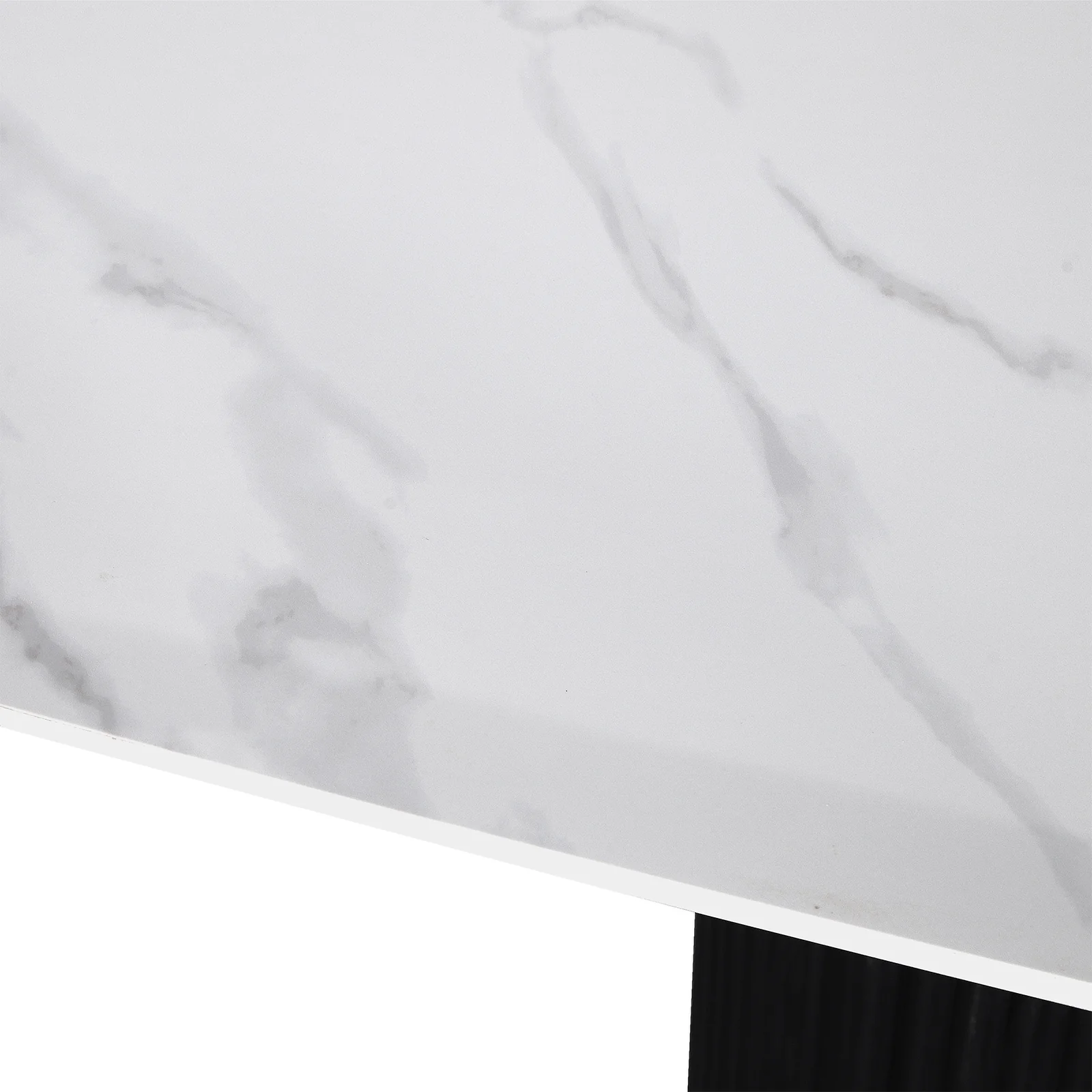 Aeris 180cm Marble Look Dining Table With Wood Base in Black - Image 3
