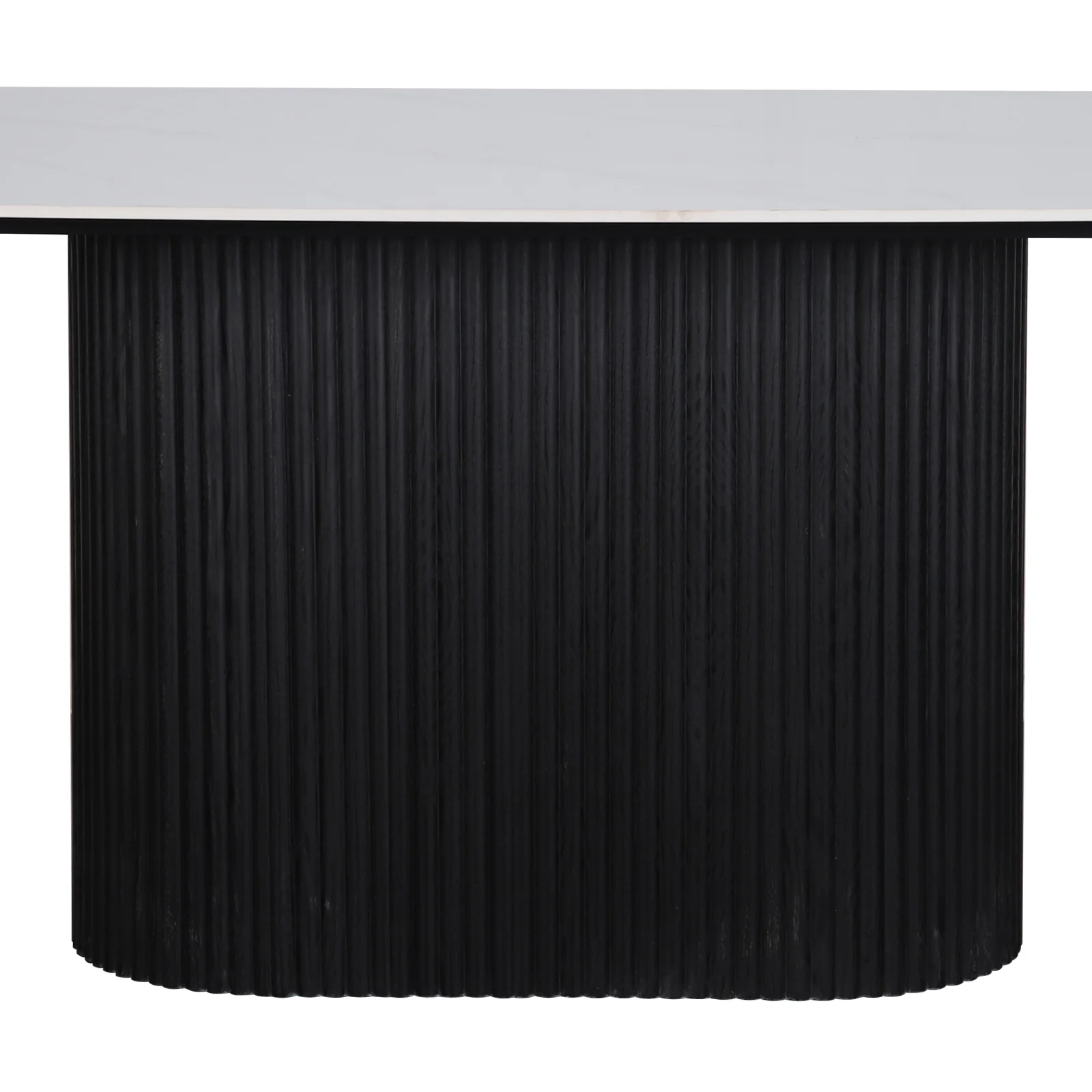 Aeris 180cm Marble Look Dining Table With Wood Base in Black - Image 4