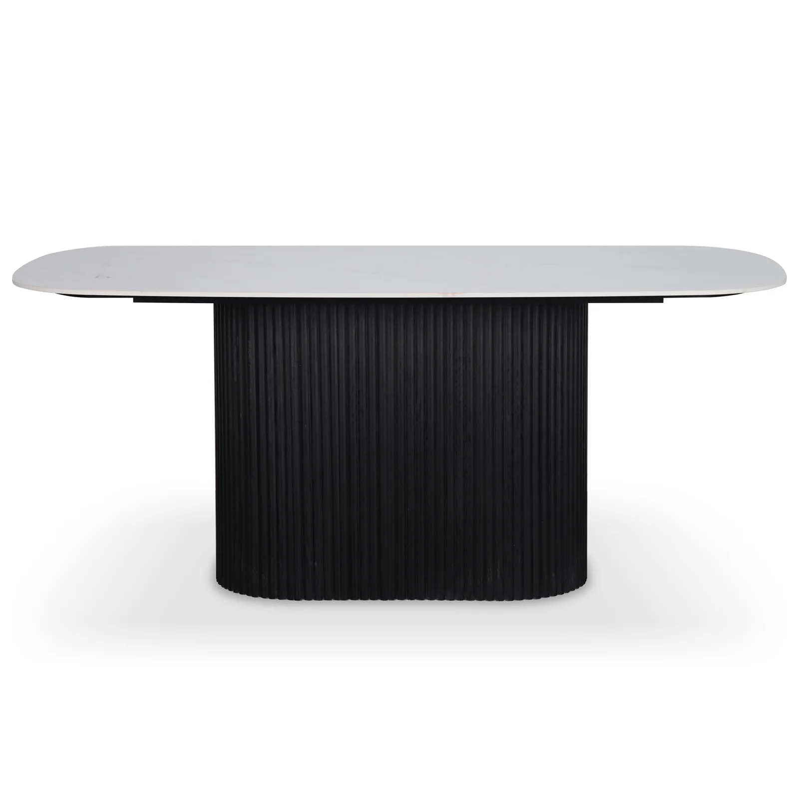 Aeris 180cm Marble Look Dining Table With Wood Base in Black - Image 6