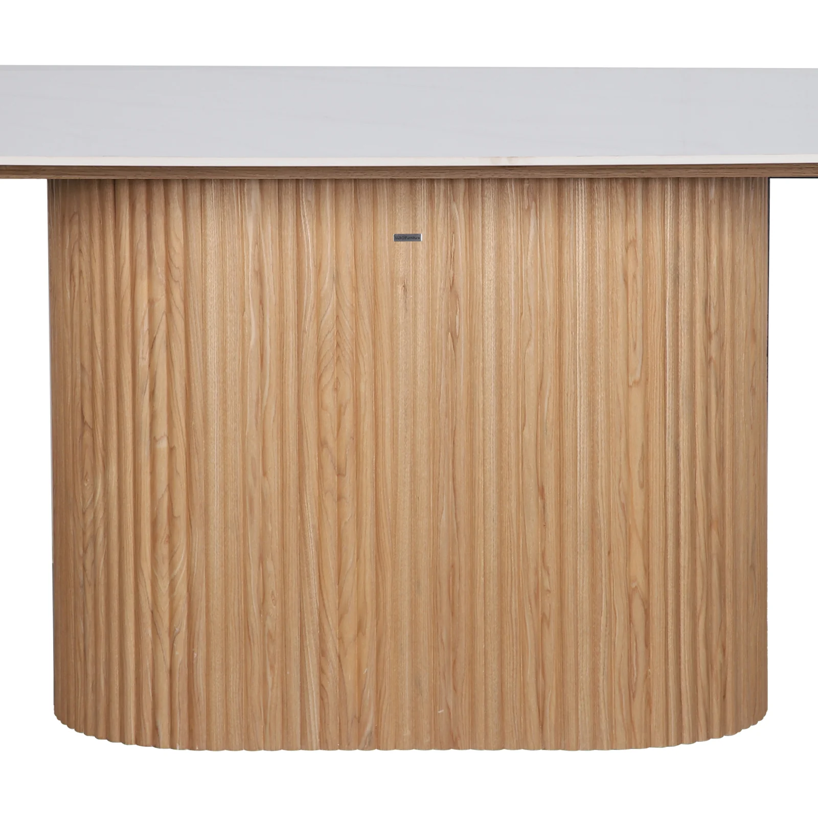 Aeris 180cm Marble Look Dining Table With Wood Base in Oak - Image 4