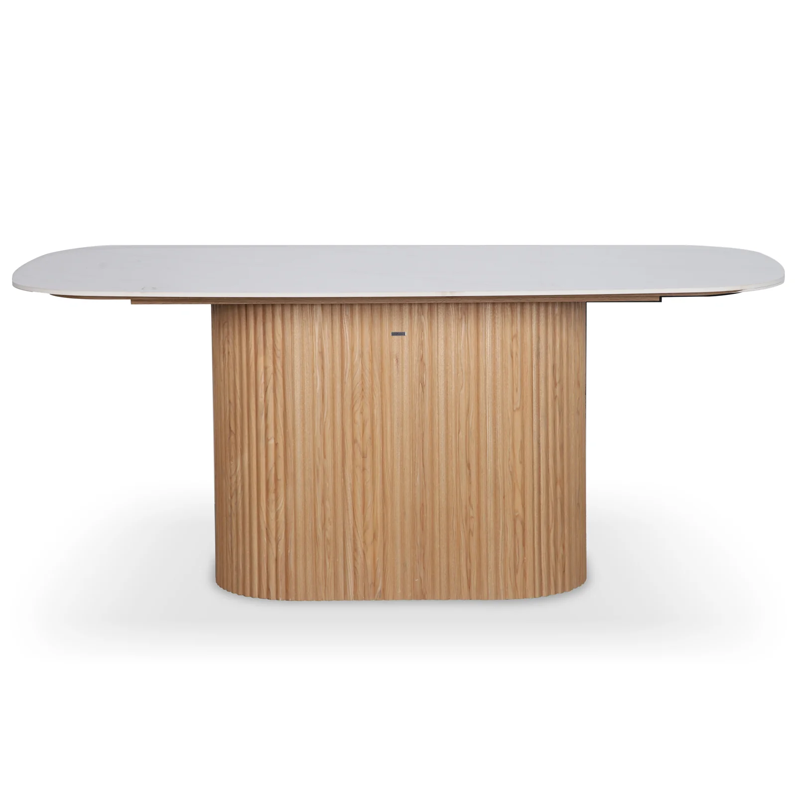 Aeris 180cm Marble Look Dining Table With Wood Base in Oak - Image 6