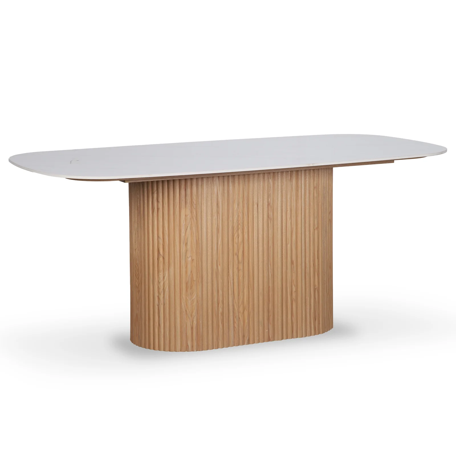 Aeris 180cm Marble Look Dining Table With Wood Base in Oak - Image 7
