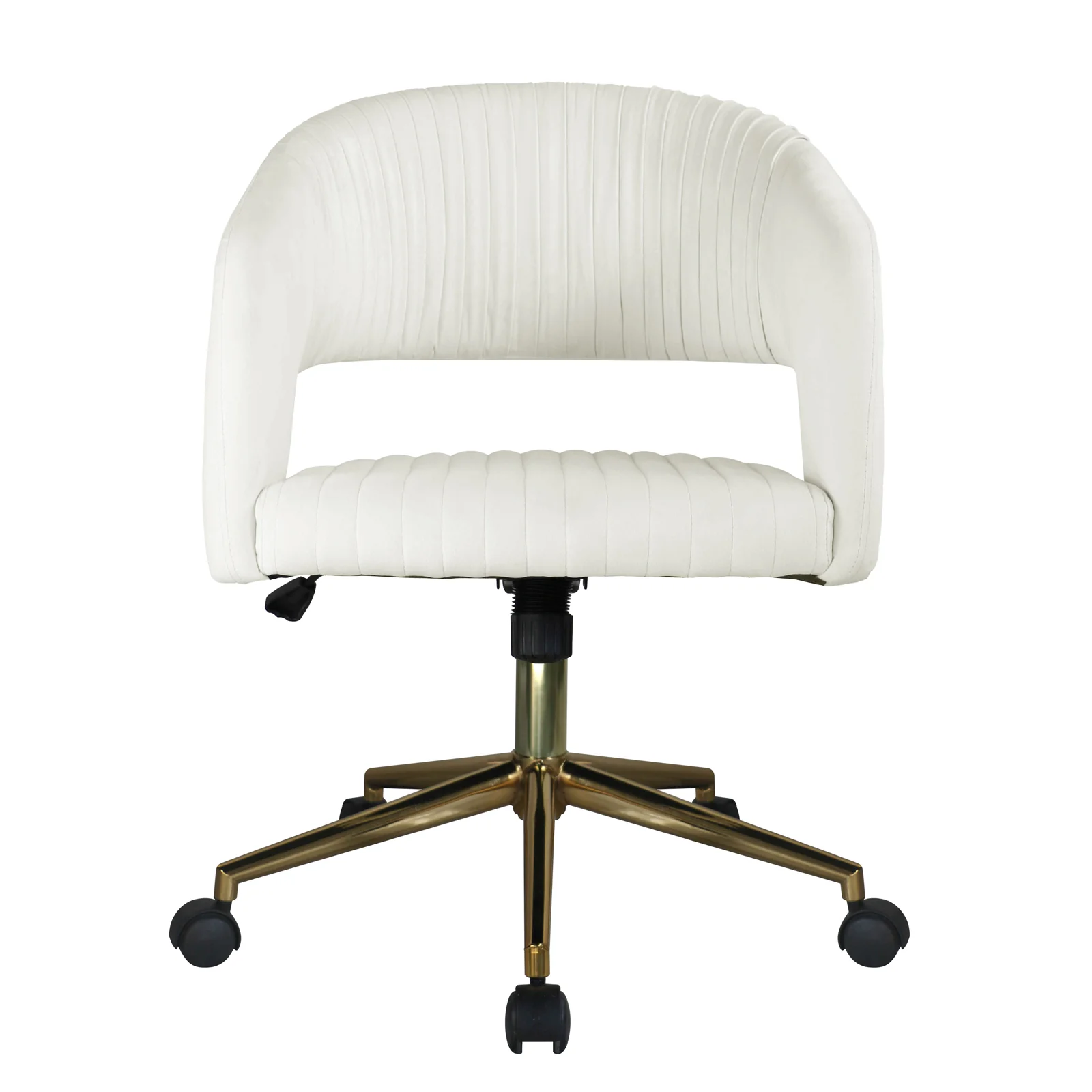 Afina Curved Swivel Velvet Office Chair in Cream White