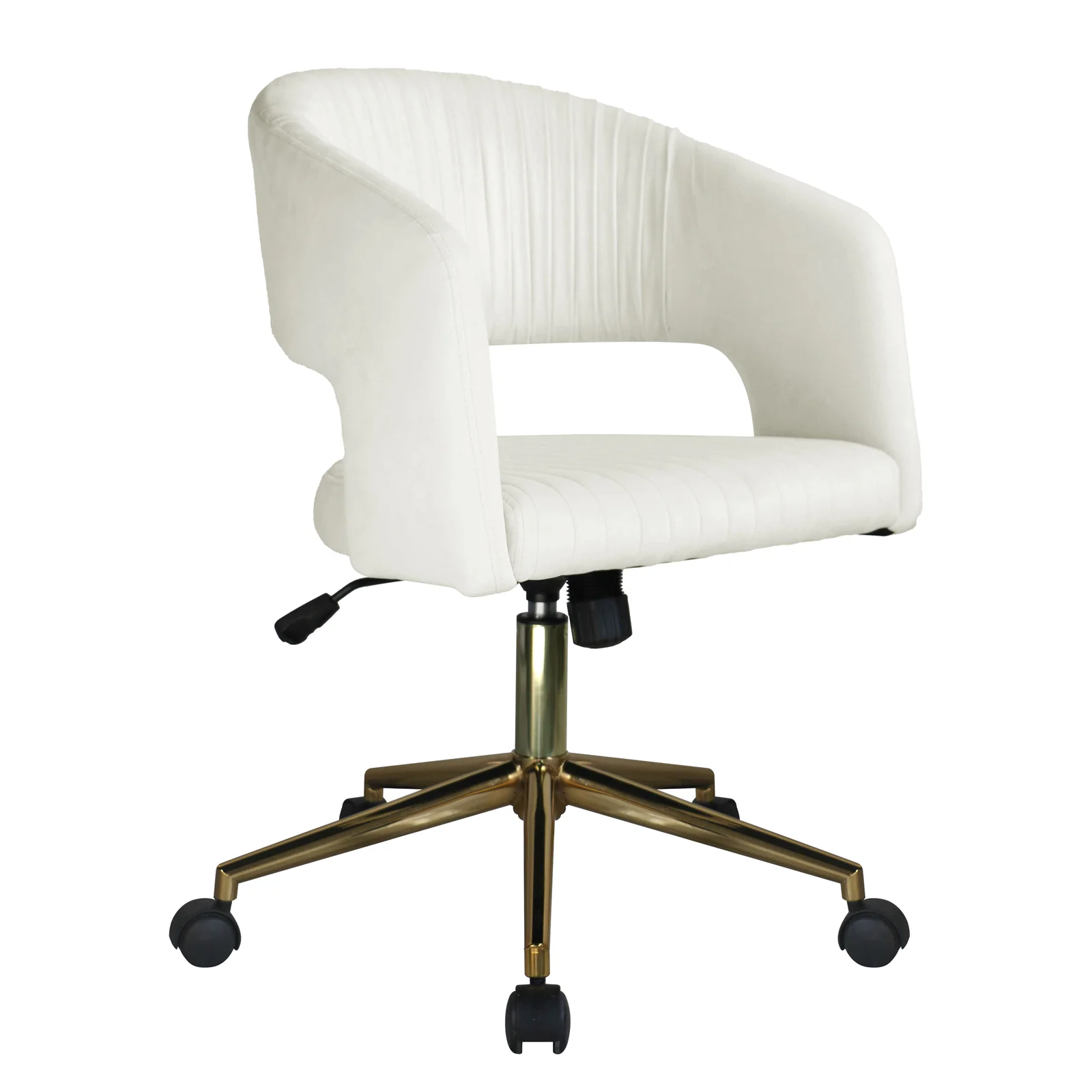 Afina Curved Swivel Velvet Office Chair in Cream White - Image 5