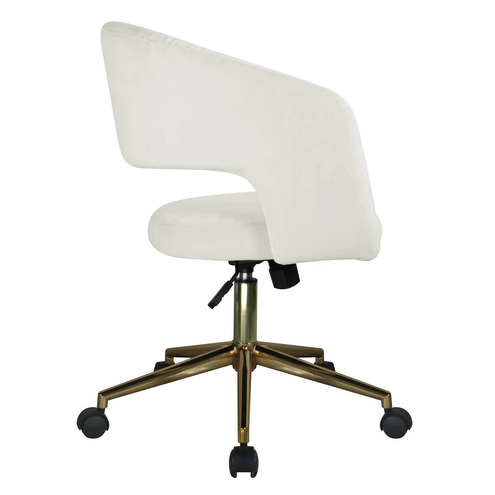 Afina Curved Swivel Velvet Office Chair in Cream White - Image 6
