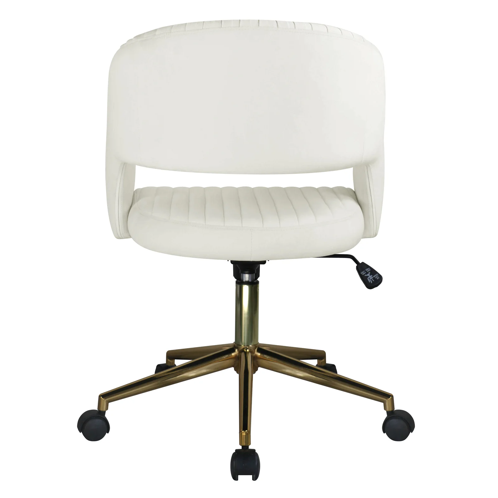 Afina Curved Swivel Velvet Office Chair in Cream White - Image 7
