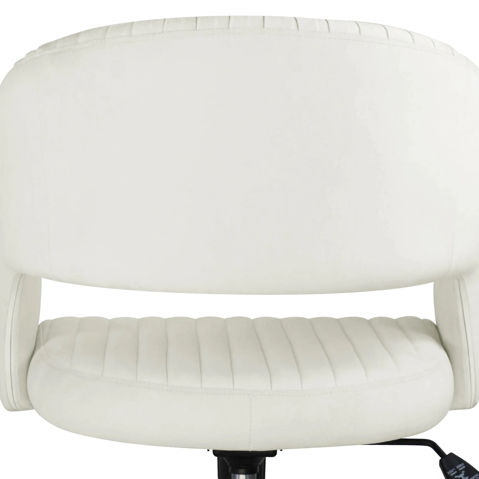 Afina Curved Swivel Velvet Office Chair in Cream White - Image 8