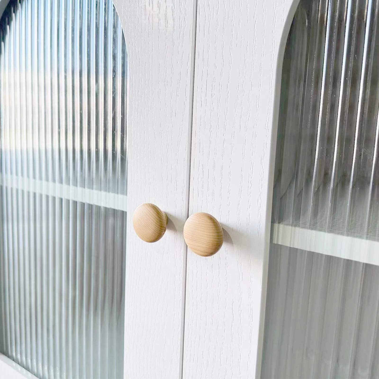 Afra 80cm Buffet Cabinet with Glass Doors in White & Natural - Image 8