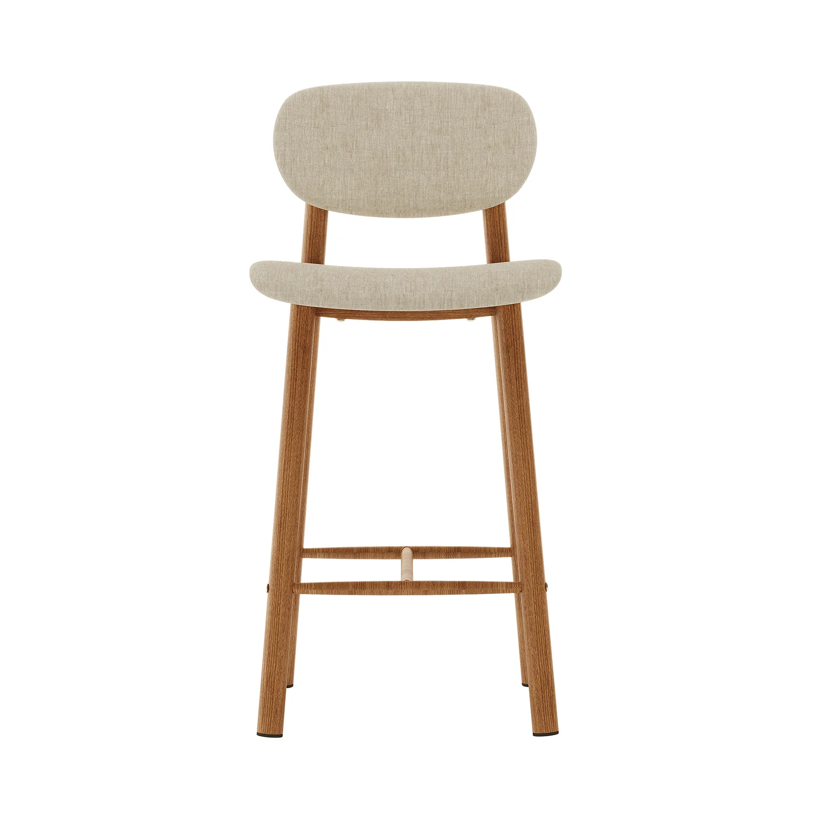 Afrim Linen Fabric High Back Bar Stool Set of 2 in Beige - Image 5