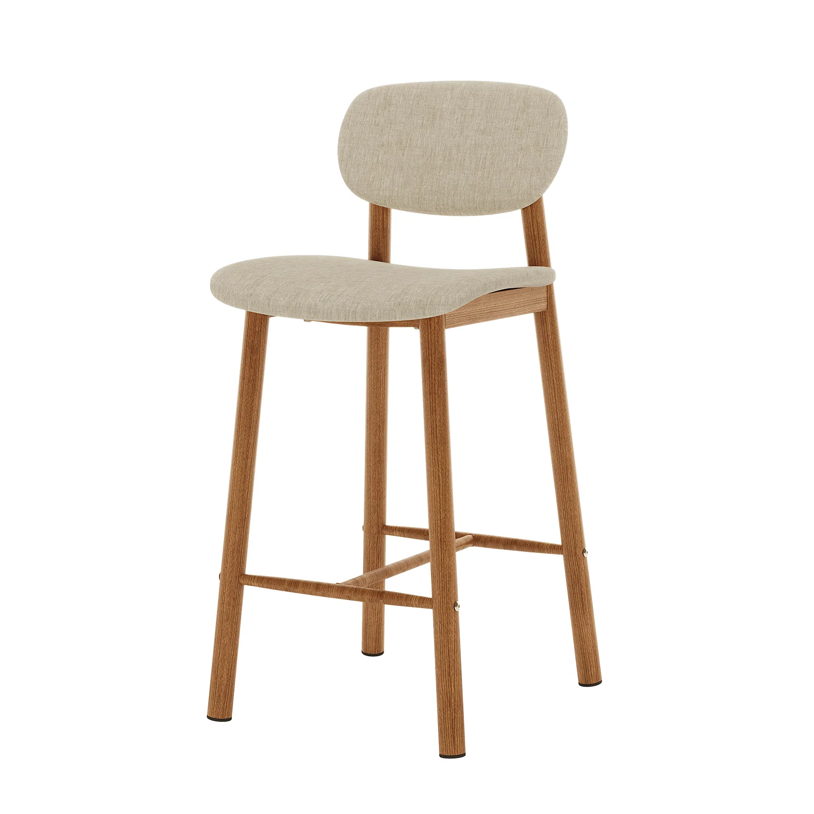 Afrim Linen Fabric High Back Bar Stool Set of 2 in Beige - Image 6