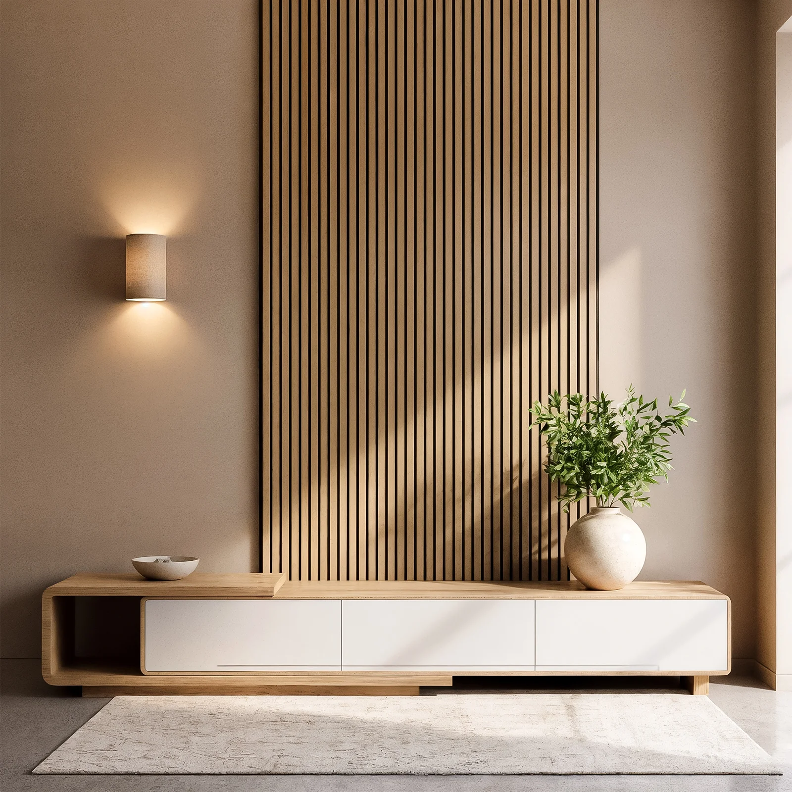 Agoran 240cm Acoustic Slat Wall Panel Set of 2 in Natural - Image 2