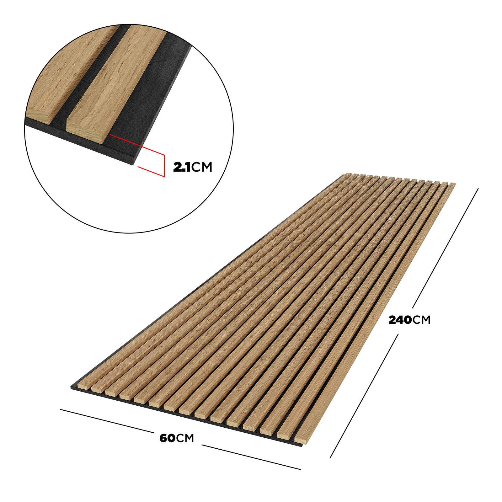 Agoran 240cm Acoustic Slat Wall Panel Set of 2 in Natural - Image 3