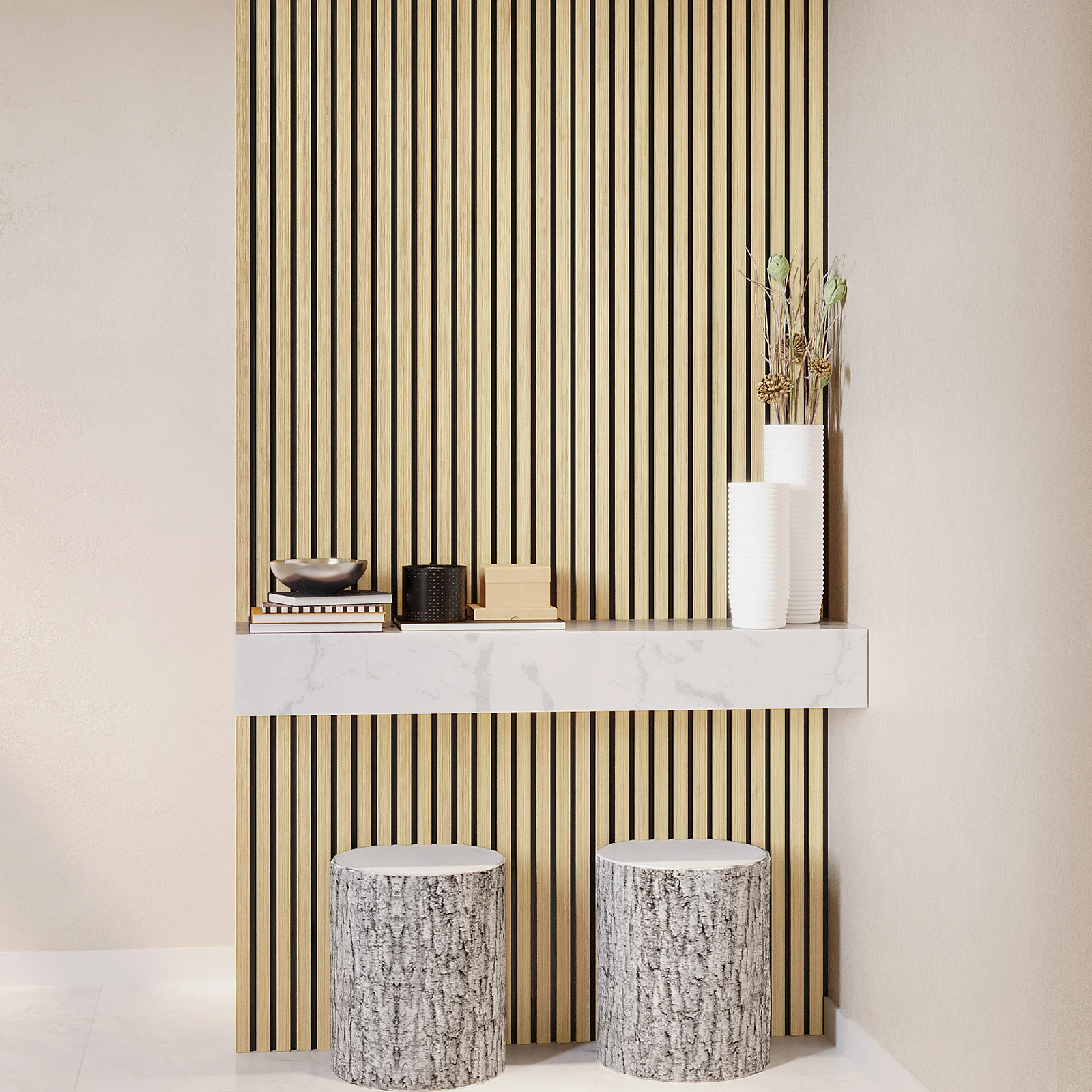 Agoran 240cm Acoustic Slat Wall Panel Set of 2 in Oak - Image 4
