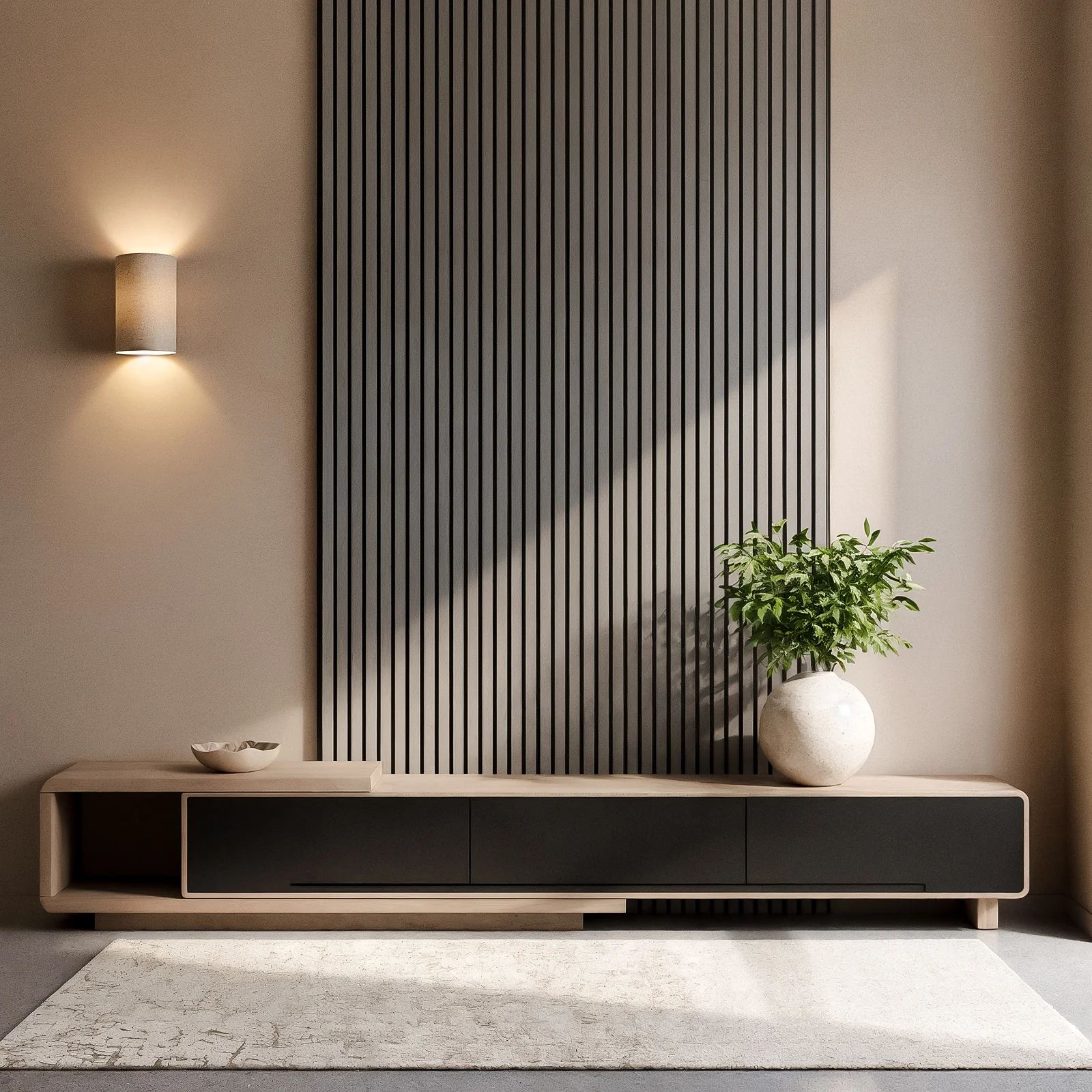 Agoran 240cm Acoustic Slat Wall Panel Set of 2 in Oak Grey - Image 2