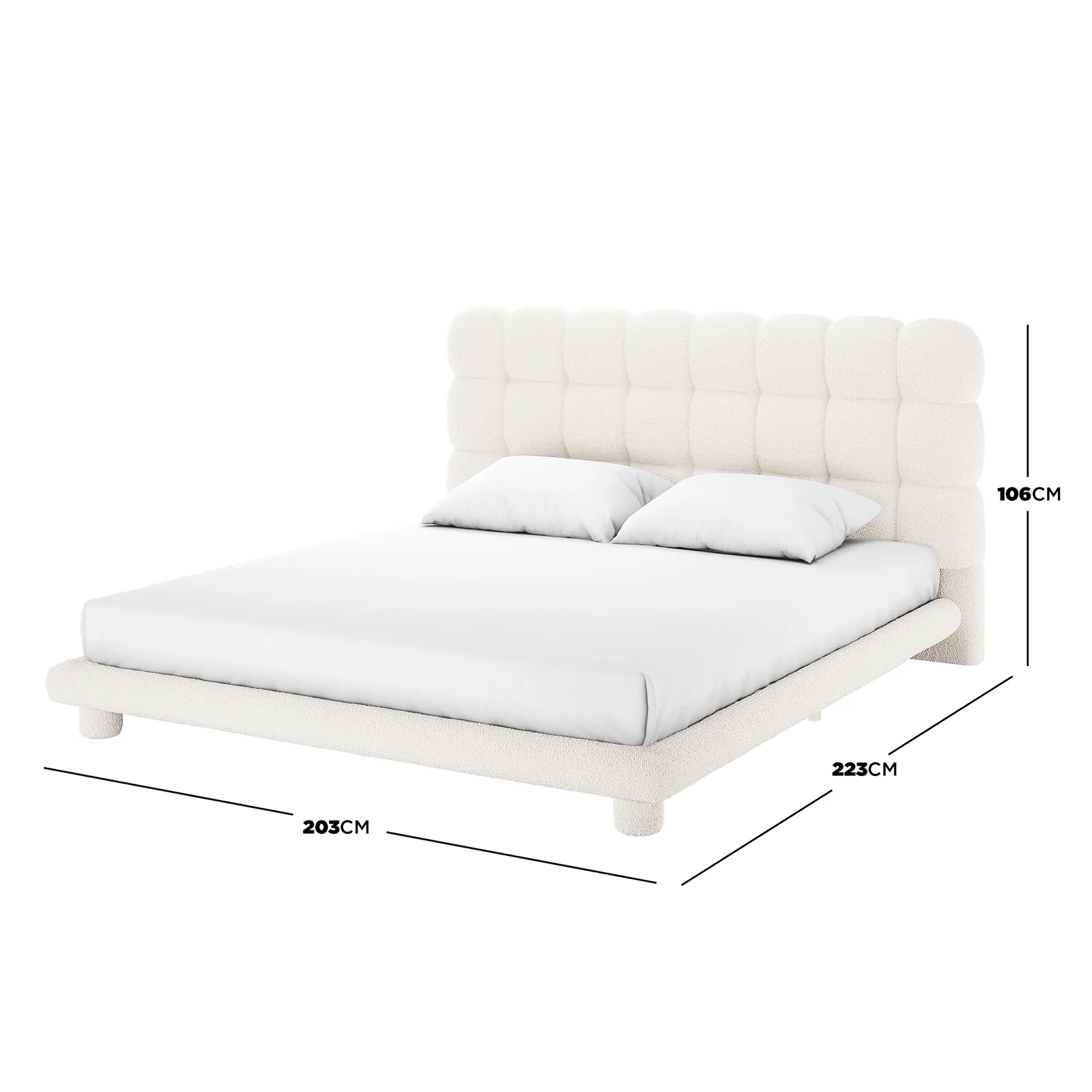 Aina King Boucle Bed Frame in Cream White - Image 5