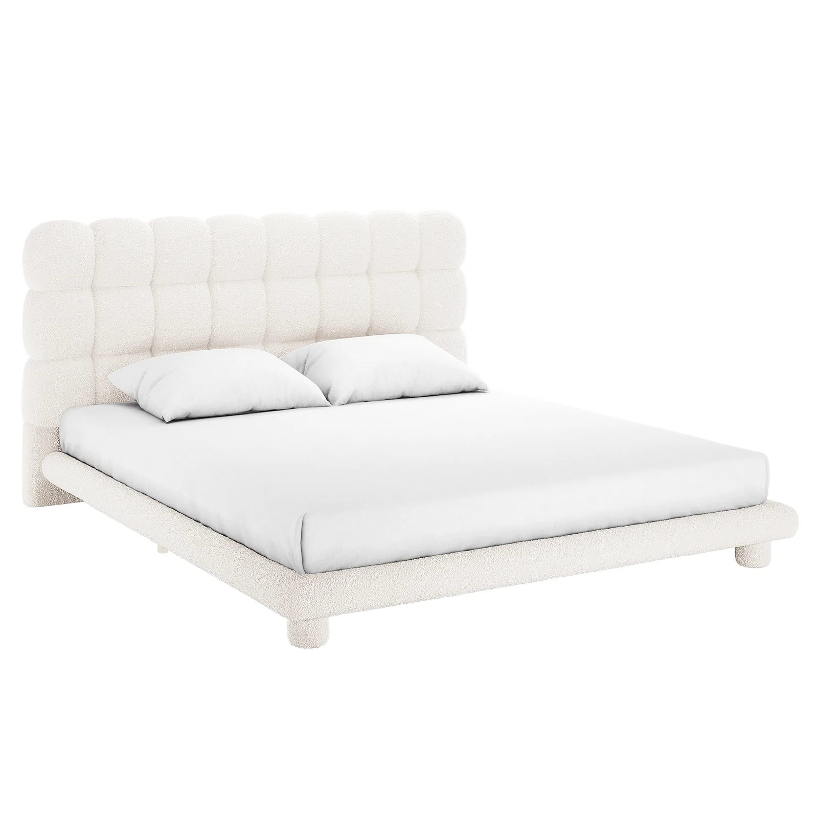 Aina King Boucle Bed Frame in Cream White - Image 7