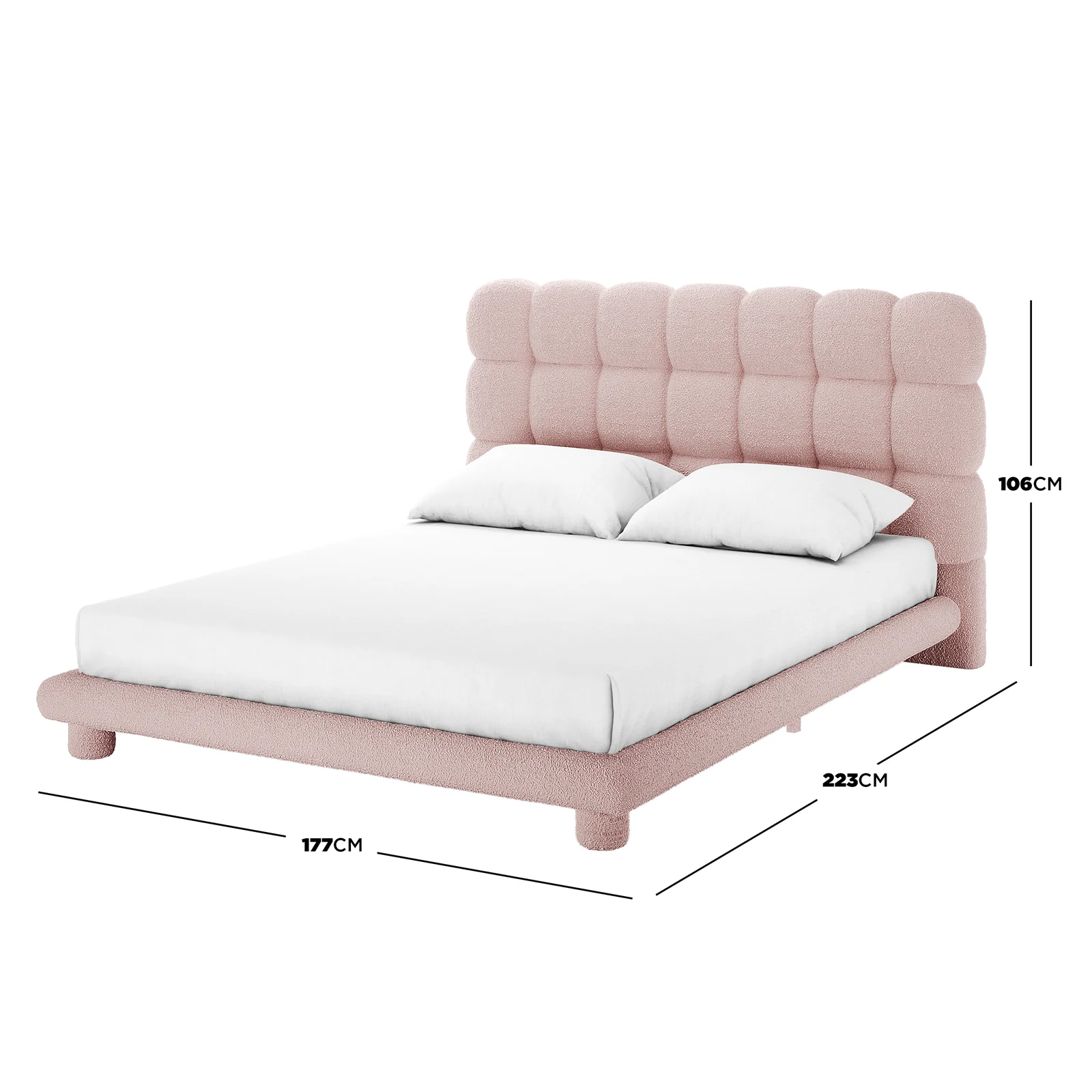 Aina Queen Boucle Bed Frame in Pink - Image 3