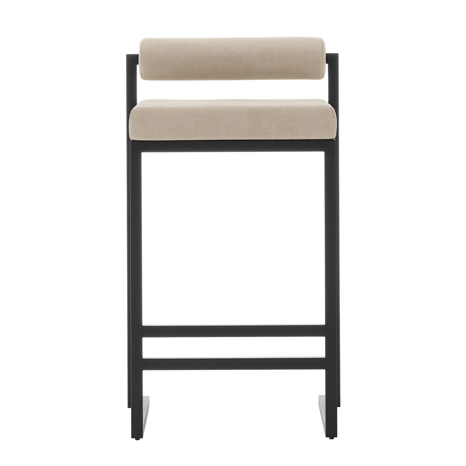 Aivy Velvet Fabric Bar Stool Set of 2 in Warm Grey - Image 4