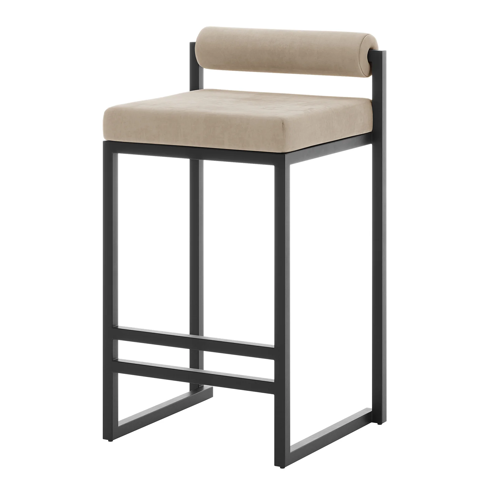 Aivy Velvet Fabric Bar Stool Set of 2 in Warm Grey - Image 5